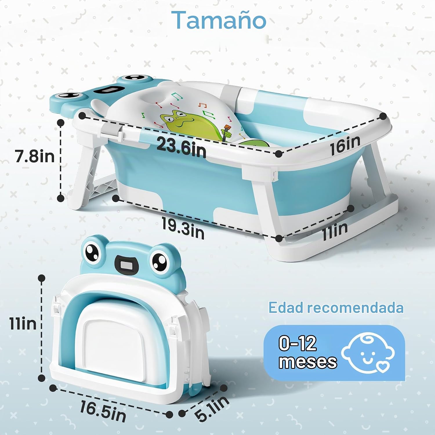 BAÑERA PARA BEBÉ BUNWAG CLASSIC PLEGABLE CON COJÍN SUAVE Y PATAS ANTIDESLIZANTES - 3