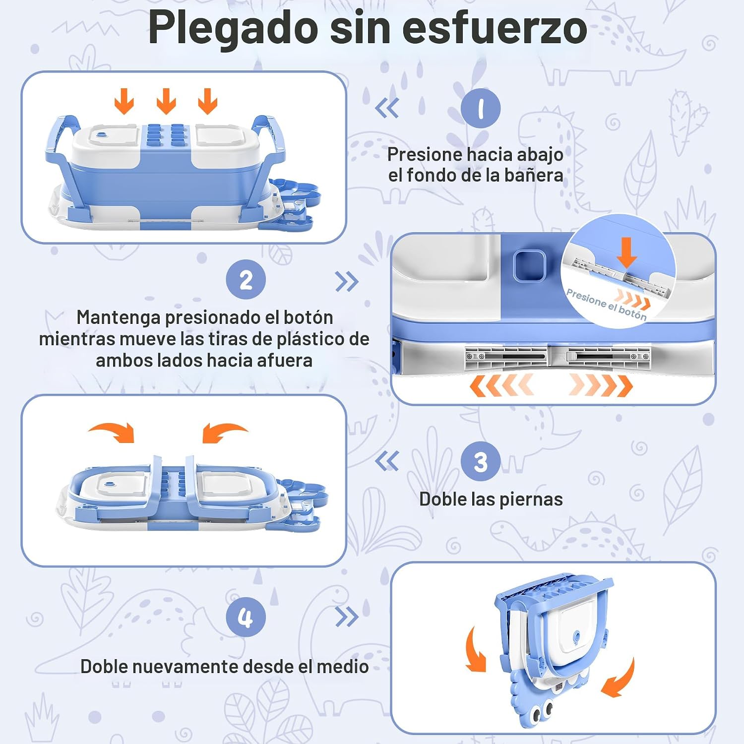 BAÑERA PLEGABLE MOREFEEL PARA BEBÉ CON TERMÓMETRO, TOALLA CON CAPUCHA Y COJÍN FLOTANTE - 4