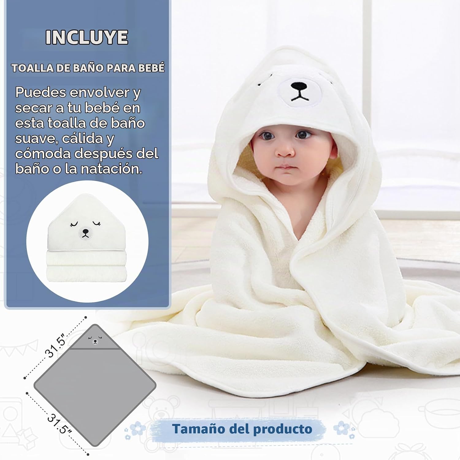 BAÑERA PLEGABLE MOREFEEL PARA BEBÉ CON TERMÓMETRO, TOALLA Y COJÍN FLOTANTE - 3