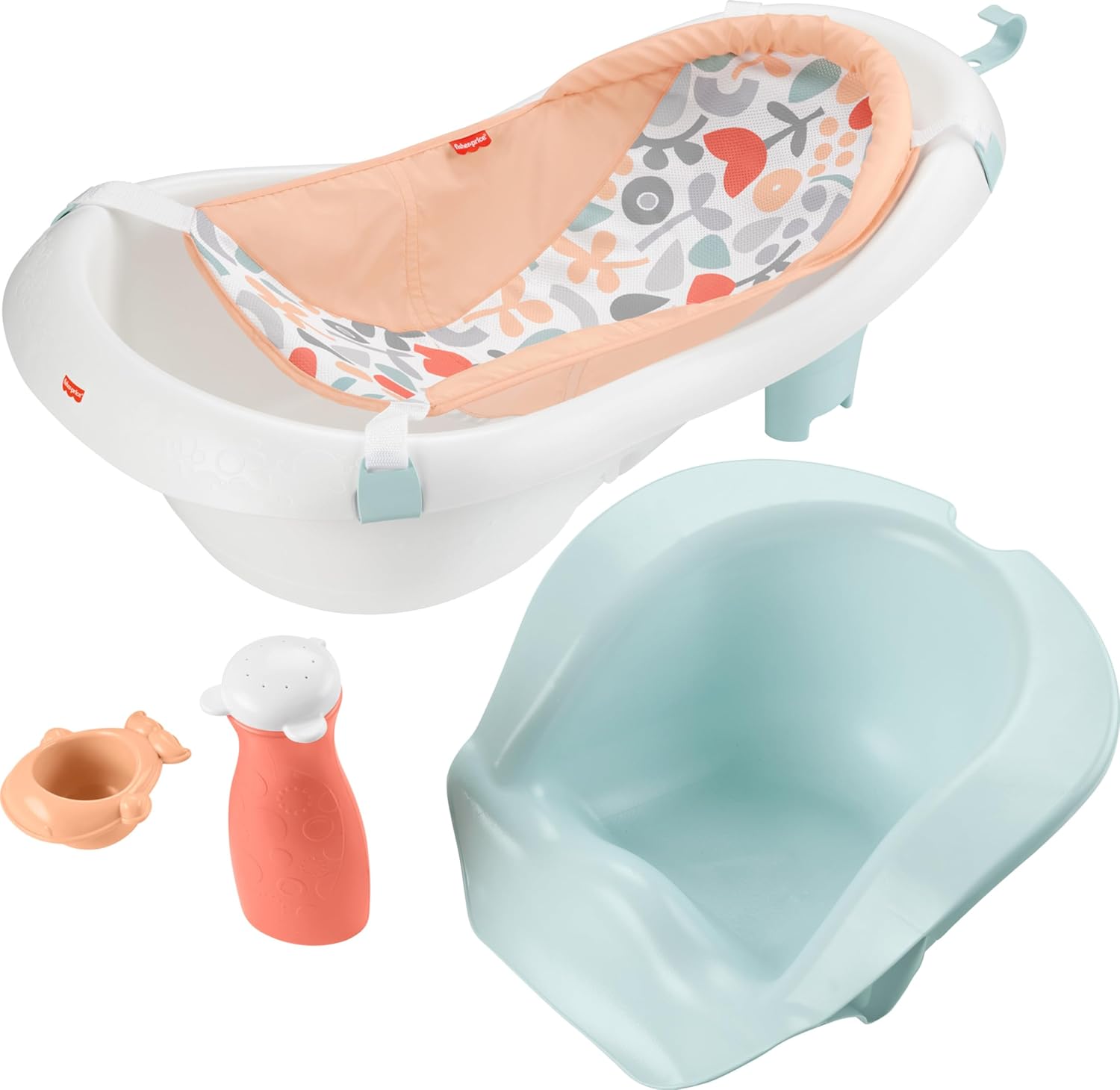 BAÑERA FISHER-PRICE BABY TO TODDLER BATH 4-IN-1 SLING 'N SEAT TUB SUMMER BLOSSOMS - 1