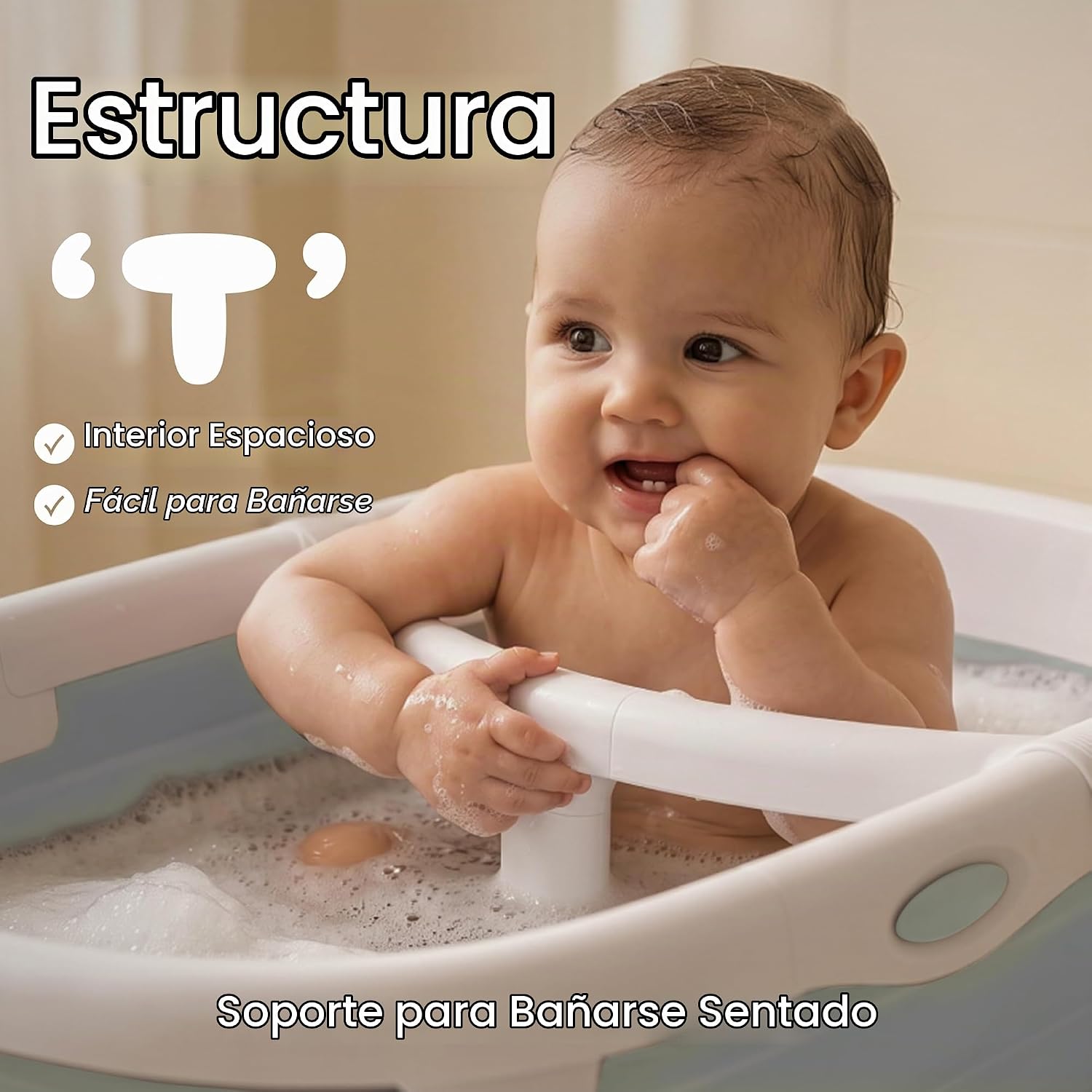 BAÑERA CHEERTRY 4 EN 1 PLEGABLE PARA BEBÉ RECIÉN NACIDO A NIÑO 0-24 MESES AZUL - 5