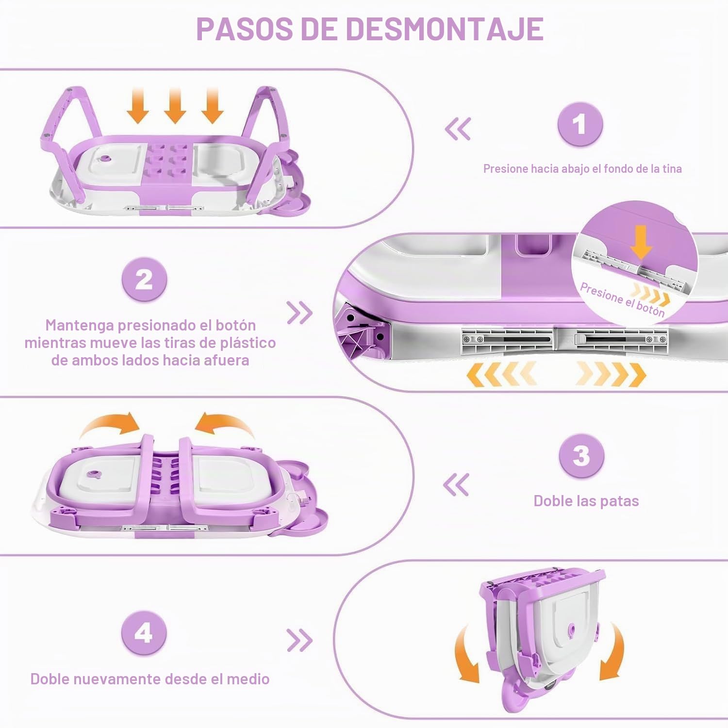 BAÑERA PLEGABLE TPN PARA BEBÉ CON TERMÓMETRO Y COJÍN, 0-36 MESES, GRIS - 5