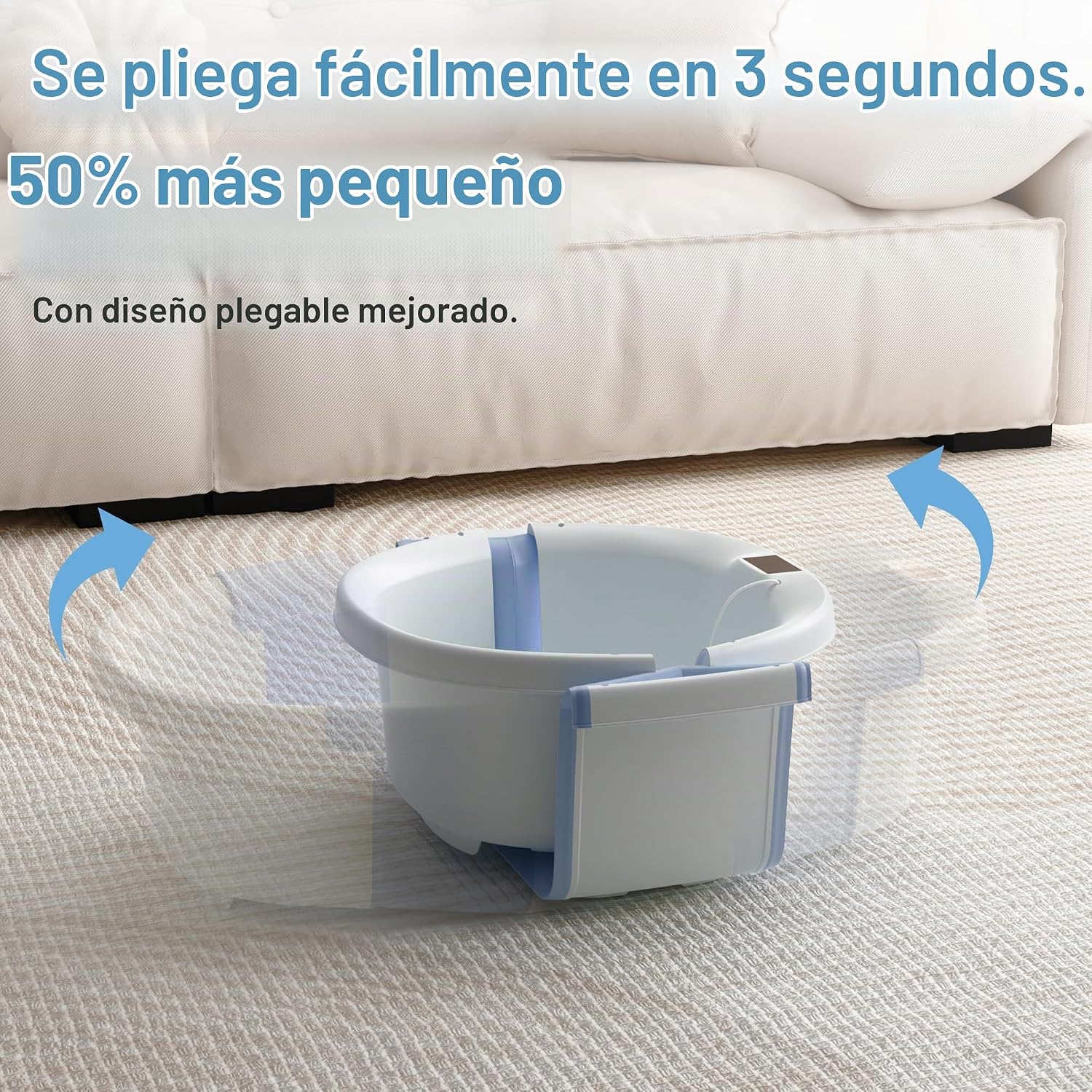 BAÑERA PLEGABLE PARA BEBÉ SPLUVVLY AZUL CON TERMÓMETRO Y COJÍN - 5