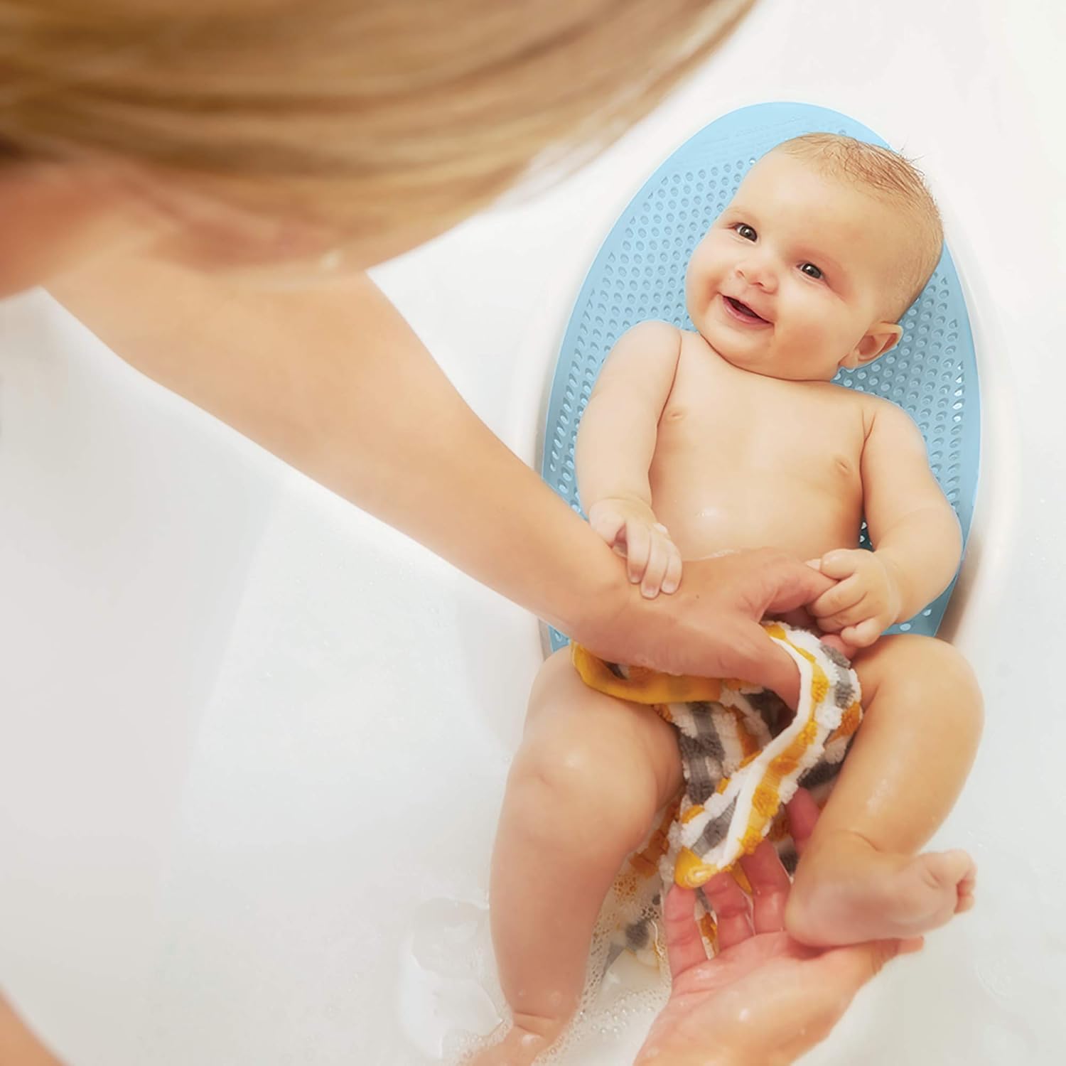 BAÑERA DE APOYO ANGELCARE SOFT-TOUCH CON ENJUAGADOR COLOR AGUA - 5