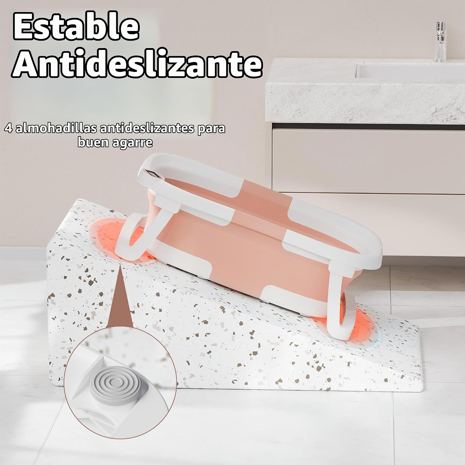 BAÑERA PLEGABLE PARA BEBÉ IBABYMAX CON TERMÓMETRO 0-36 MESES ROSA - 4
