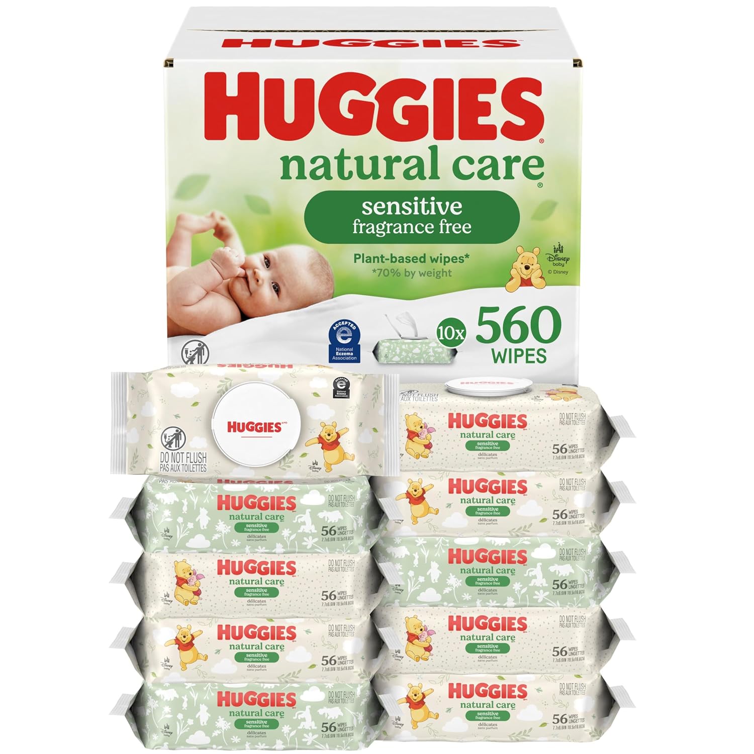 TOALLITAS HUMEDAS HUGGIES NATURAL CARE SENSITIVE SIN AROMA 560 UNIDADES - 1