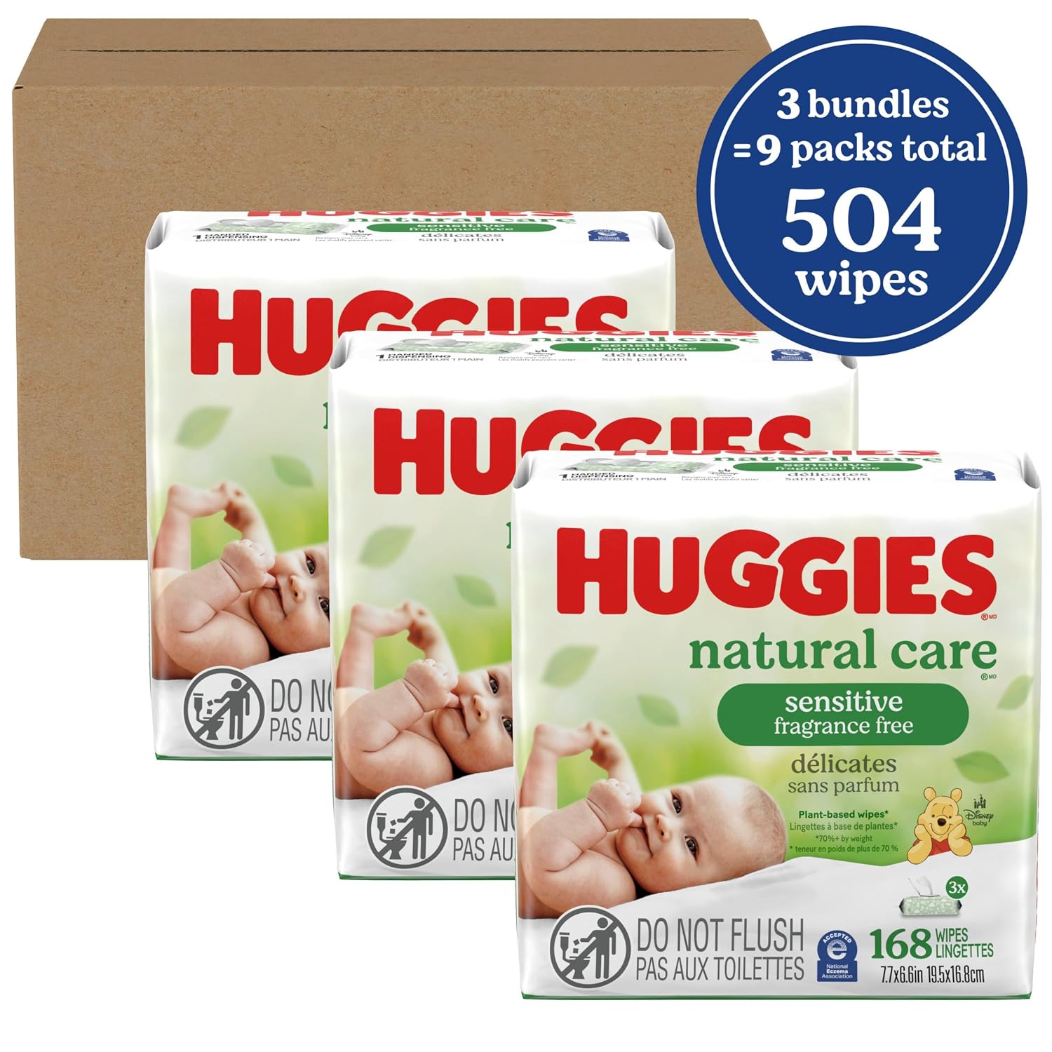 TOALLITAS HUMEDAS HUGGIES NATURAL CARE SENSITIVE SIN AROMA 504 UNIDADES - 2
