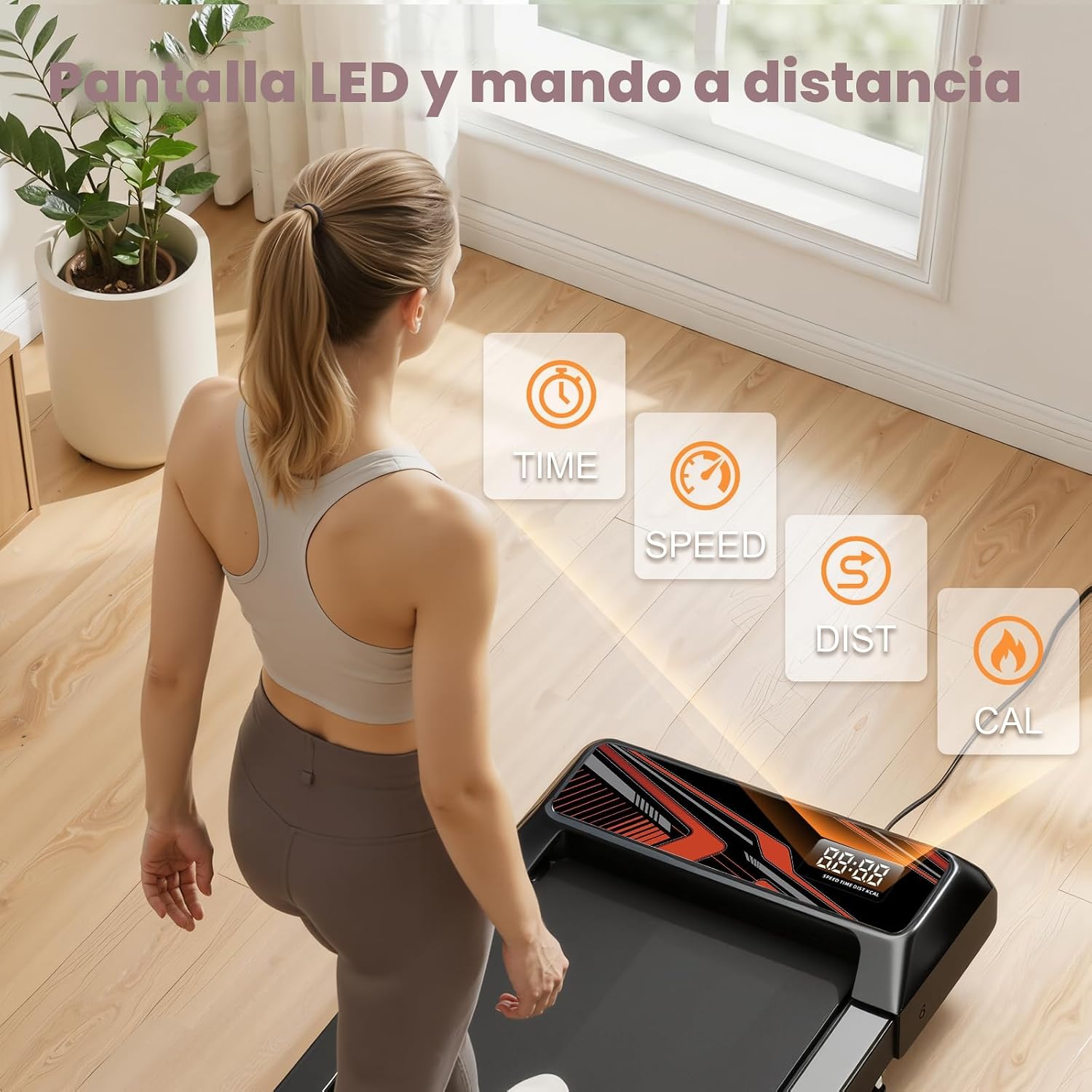 TROTADORA DE ESCRITORIO HCOIW CON INCLINACIÓN 2.5HP CAPACIDAD 120KG - 3