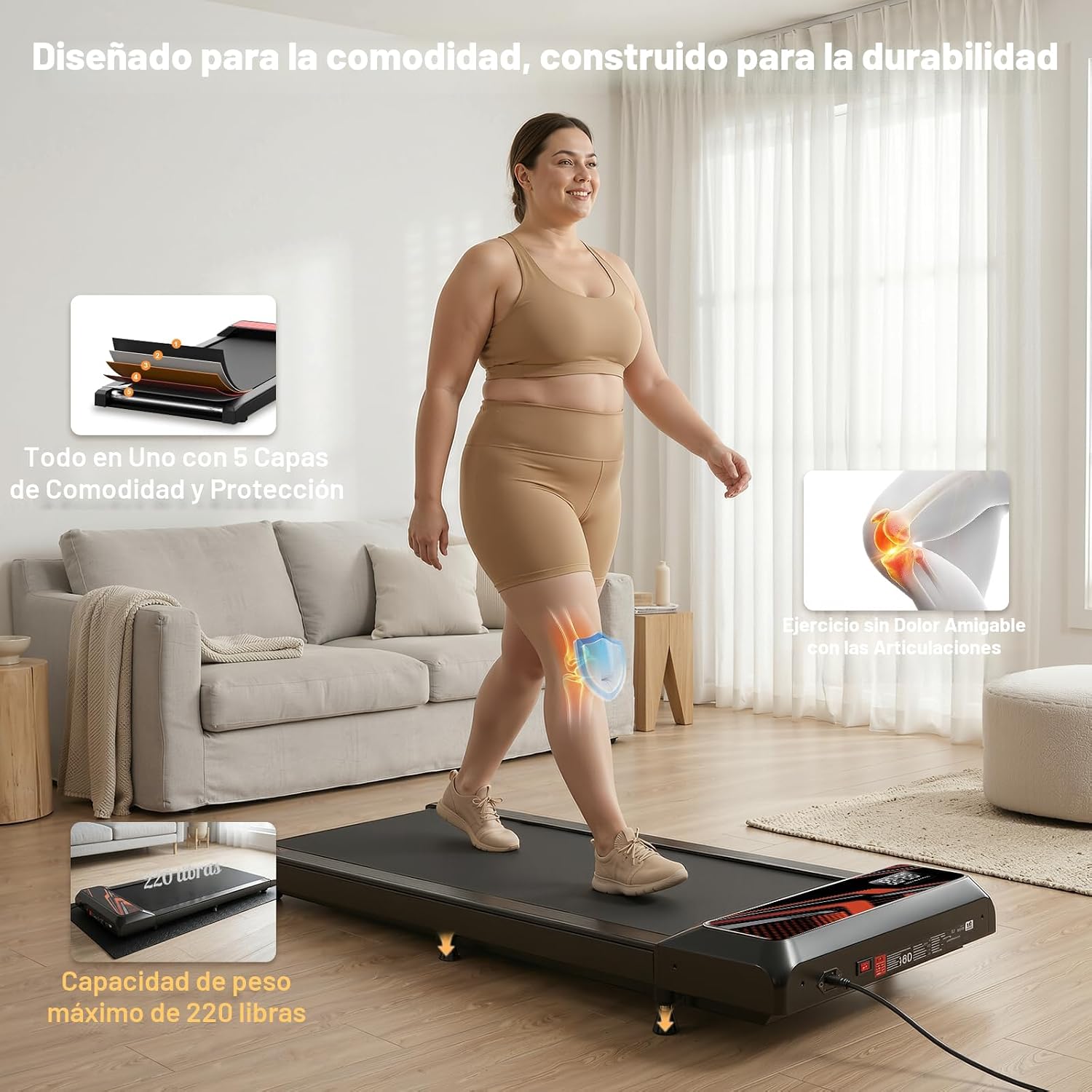 TROTADORA DE ESCRITORIO HCOIW CON INCLINACIÓN 2.5HP CAPACIDAD 120KG - 4
