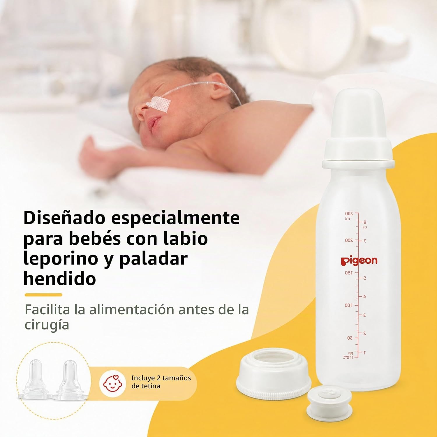 BOTELLA PIGEON PARA PALADAR HENDIDO CON 2 TETEROS 240 ML - 2
