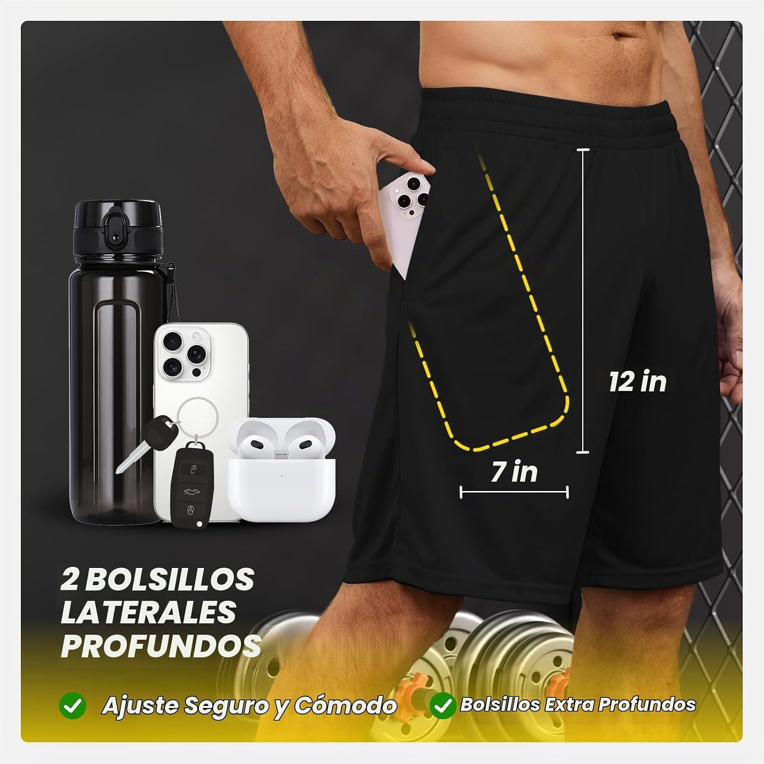 SHORT DEPORTIVO BALENNZ PARA HOMBRE CON BOLSILLOS SECADO RÁPIDO - 2