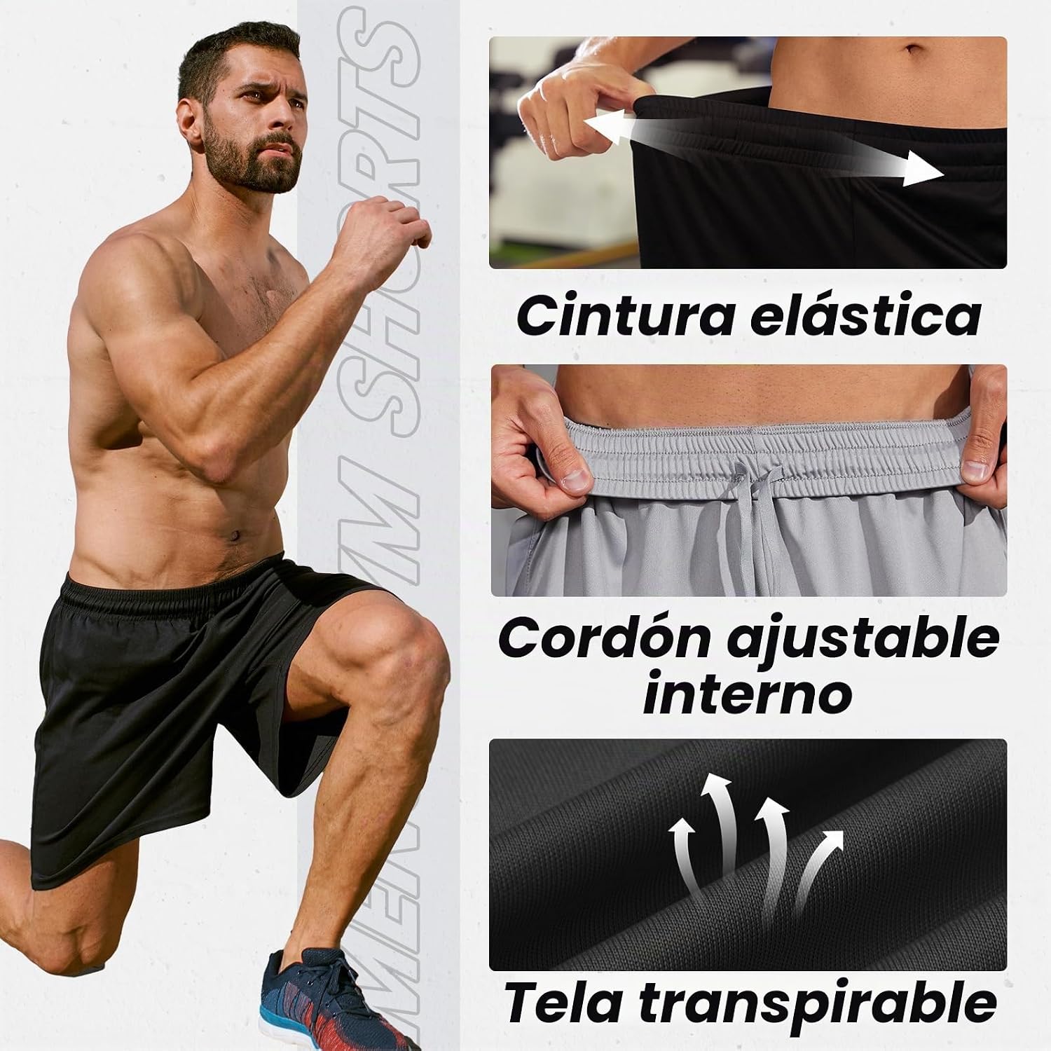 SHORT DEPORTIVO BALENNZ PARA HOMBRE CON BOLSILLOS SECADO RÁPIDO - 3