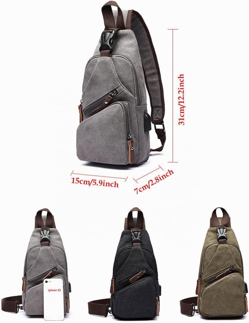 MOCHILA SLING BAG CANVAS VANBASIC CROSSBODY UNISEX CAFÉ - 3