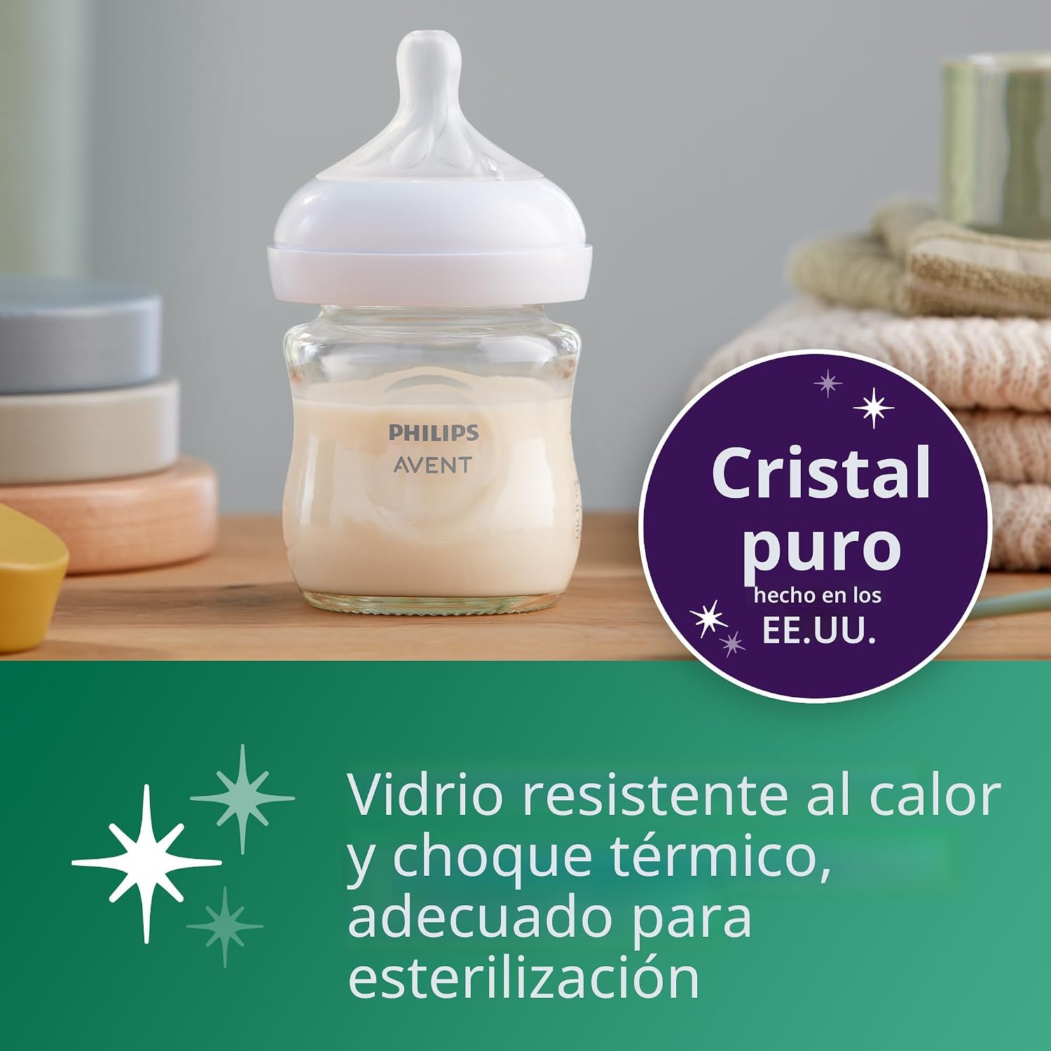 BOTELLAS PHILIPS AVENT NATURAL GLASS 4 OZ FLUJO LENTO PACK 4 - 3