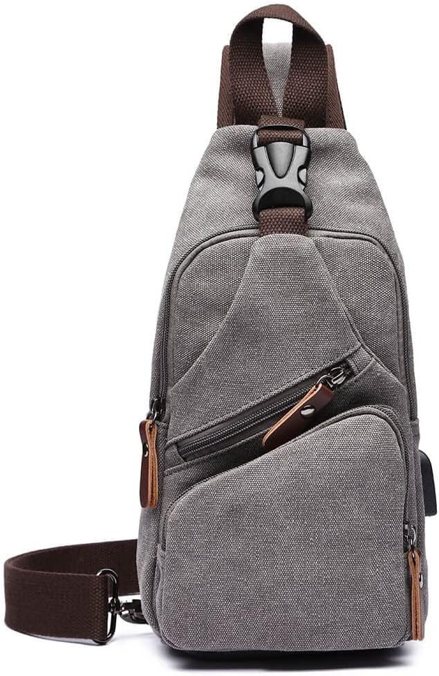 MOCHILA SLING BAG CANVAS VANBASIC GRIS UNISEX - 2