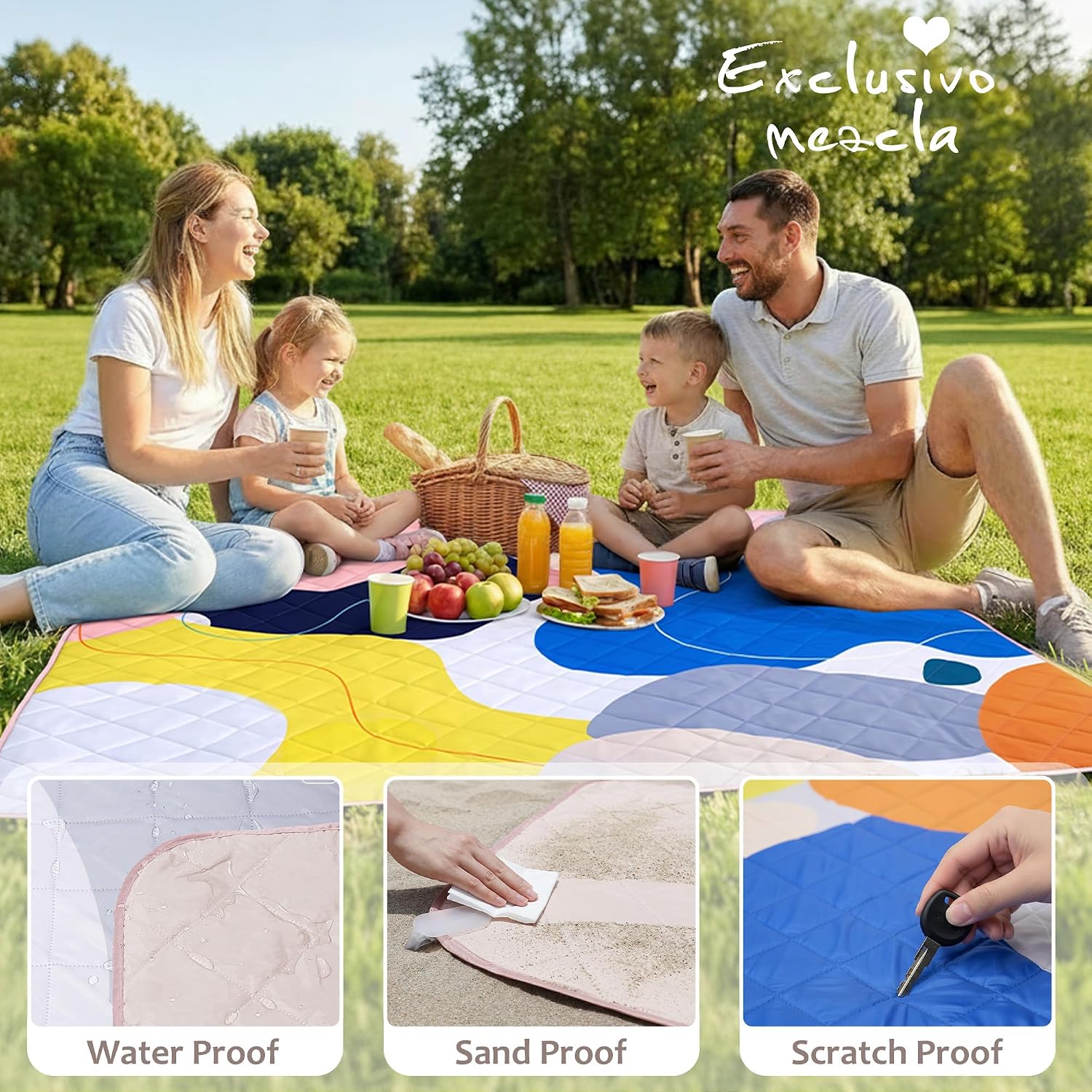 MANTA TÉRMICA EXCLUSIVO MEZCLA EXTRA LARGE IMPERMEABLE PLEGABLE PARA PICNIC - 2
