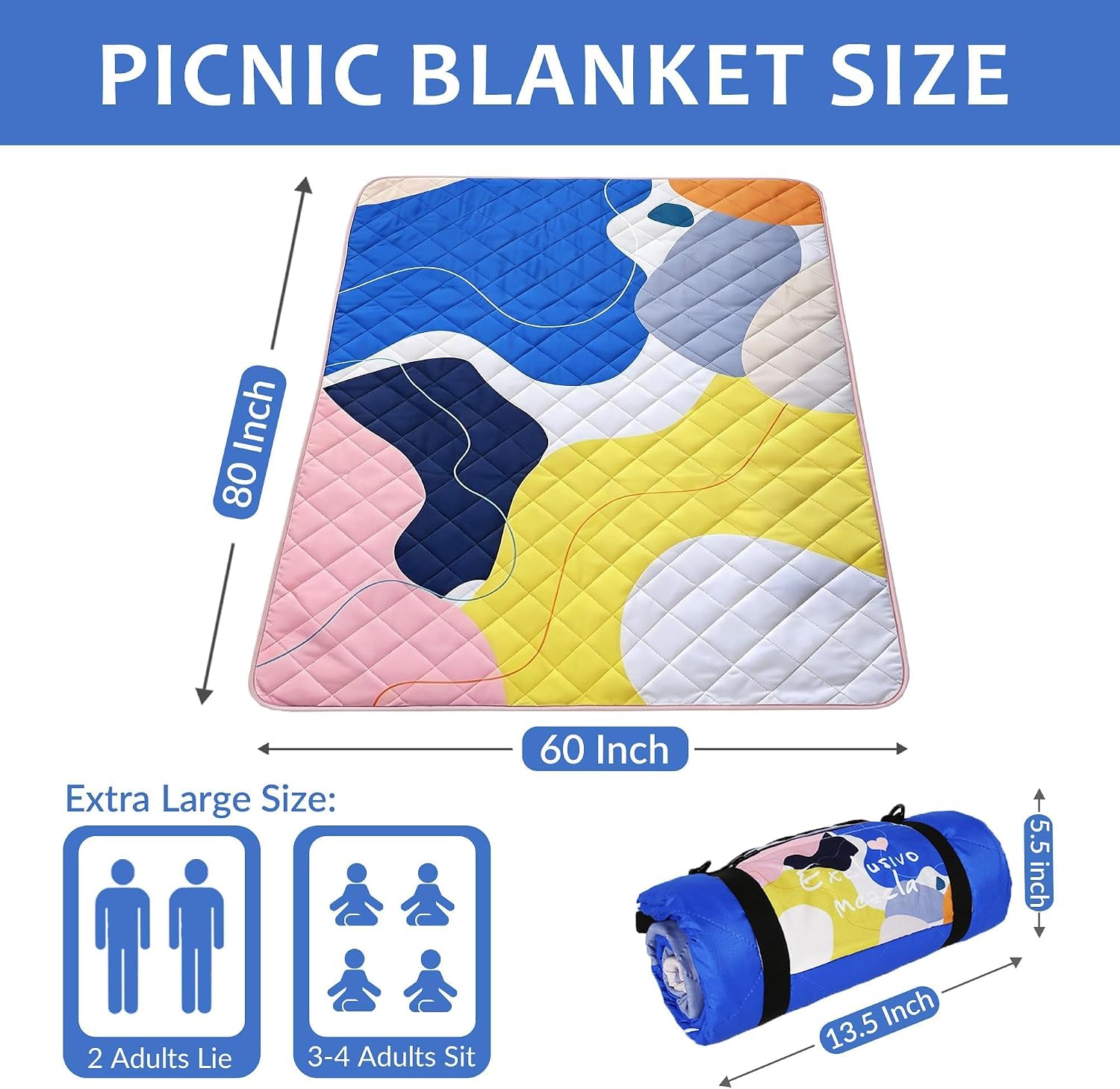 MANTA TÉRMICA EXCLUSIVO MEZCLA EXTRA LARGE IMPERMEABLE PLEGABLE PARA PICNIC - 3