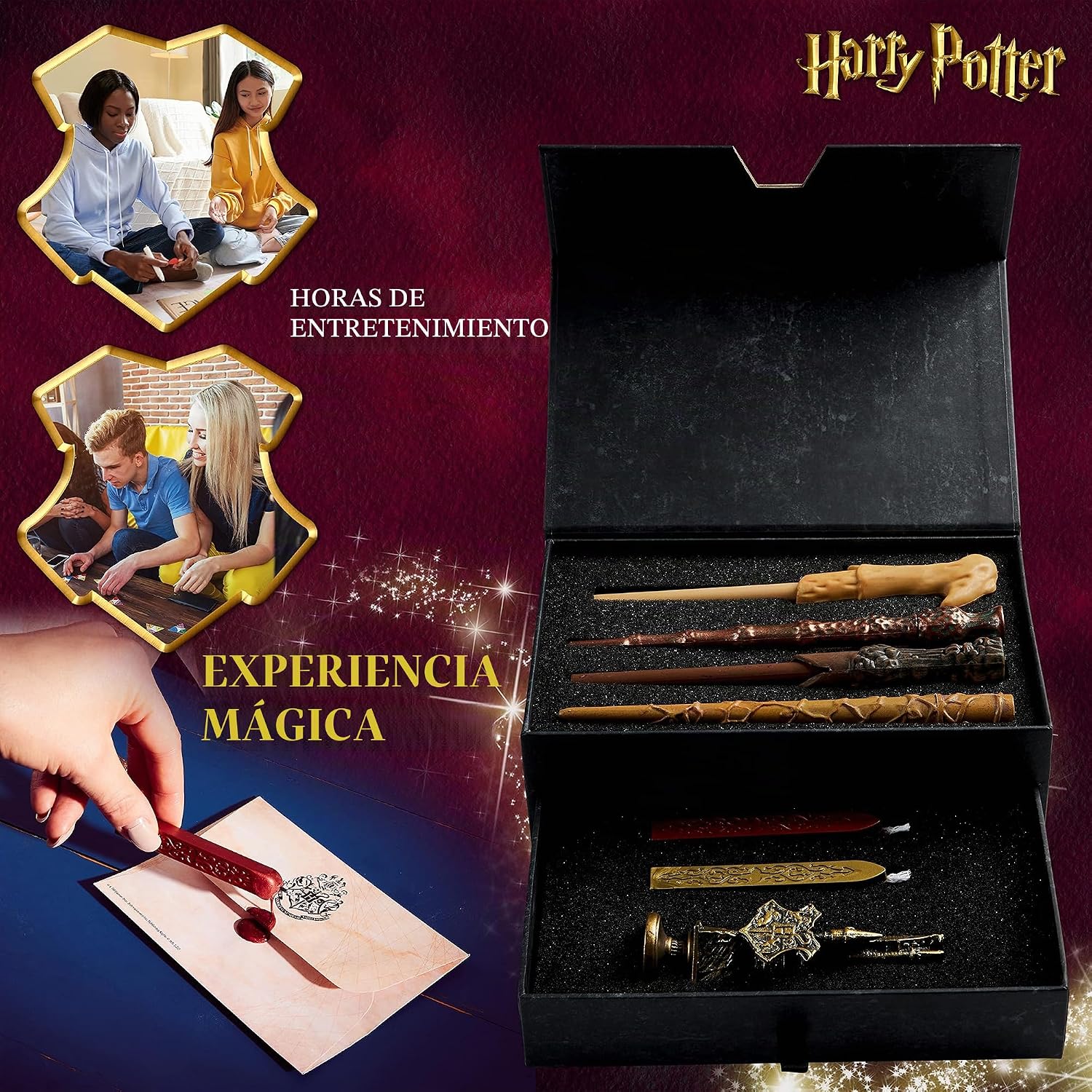 SET DE ESCRITURA HARRY POTTER CON BOLÍGRAFOS VARITA, PAPEL HOGWARTS Y SELLO DE CERA - 5