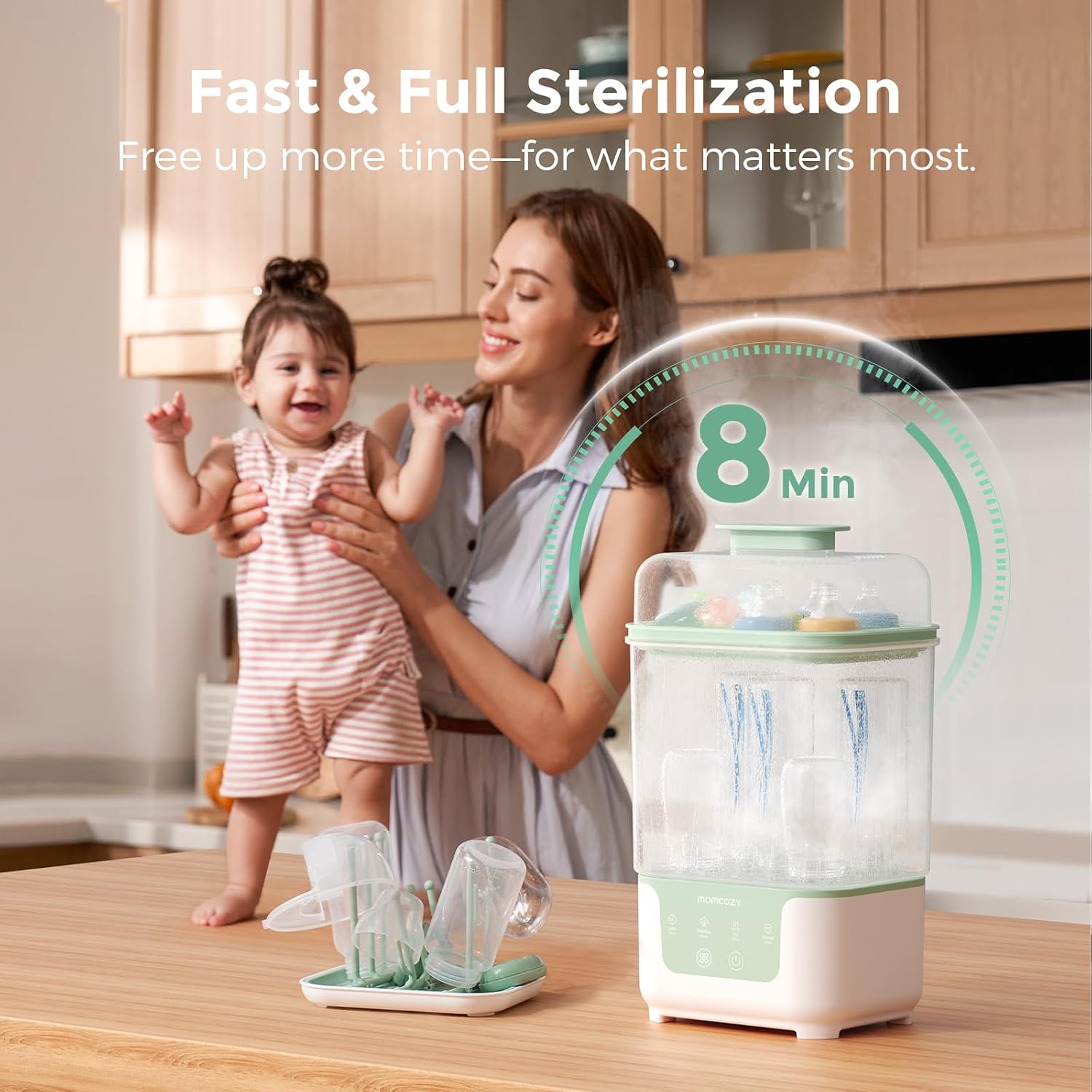 ESTERILIZADOR Y SECADOR DE BIBERONES MOMCOZY 4 EN 1 COMPACTO MODULAR - 2