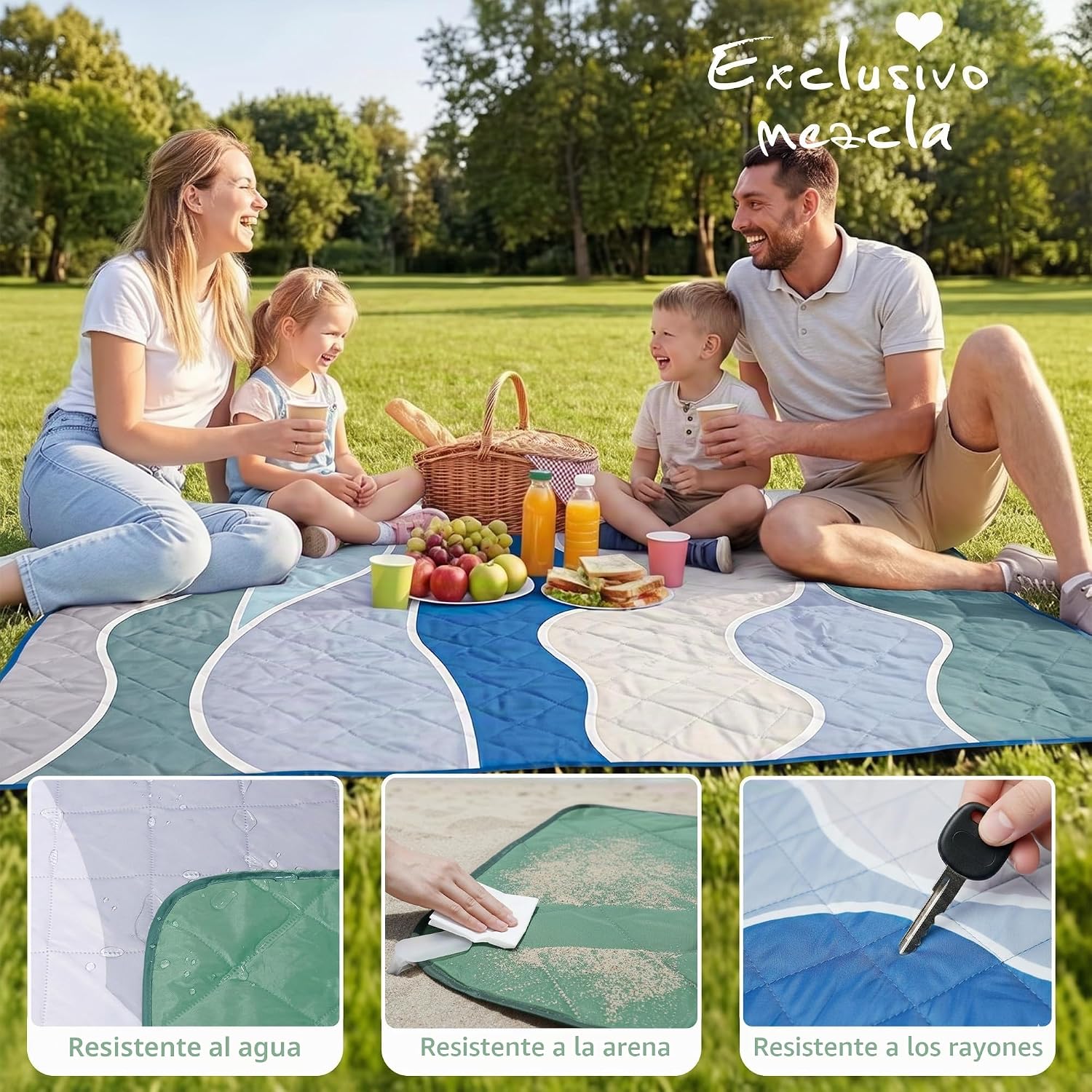 MANTA TÉRMICA EXCLUSIVO MEZCLA EXTRA LARGE IMPERMEABLE PLEGABLE PARA PICNIC - 2