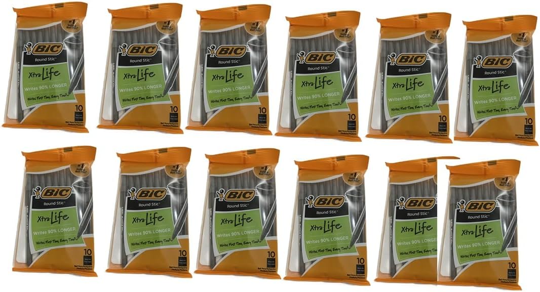 BOLÍGRAFO BIC ROUND STIC XTRA LIFE TINTA NEGRA, PAQUETE DE 120 UNIDADES - 2