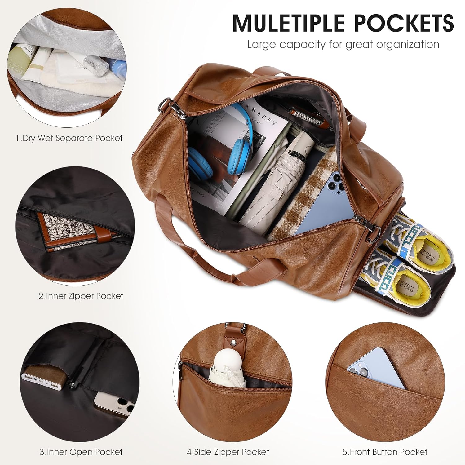 MALETA WEEKENDER WOGARL 3 PIEZAS CUERO SINTÉTICO UNISEX - 4
