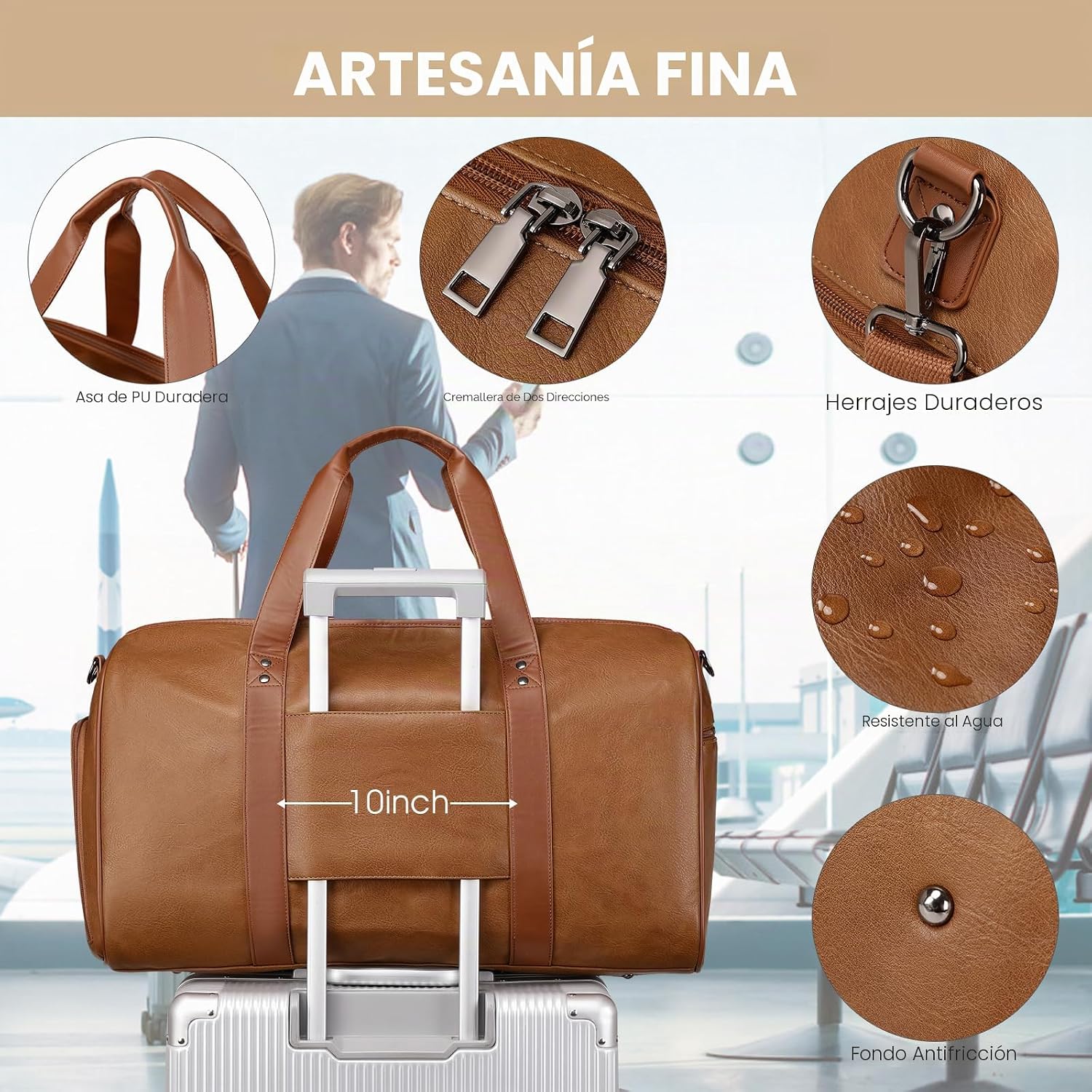 MALETA WEEKENDER WOGARL 3 PIEZAS CUERO SINTÉTICO UNISEX - 5