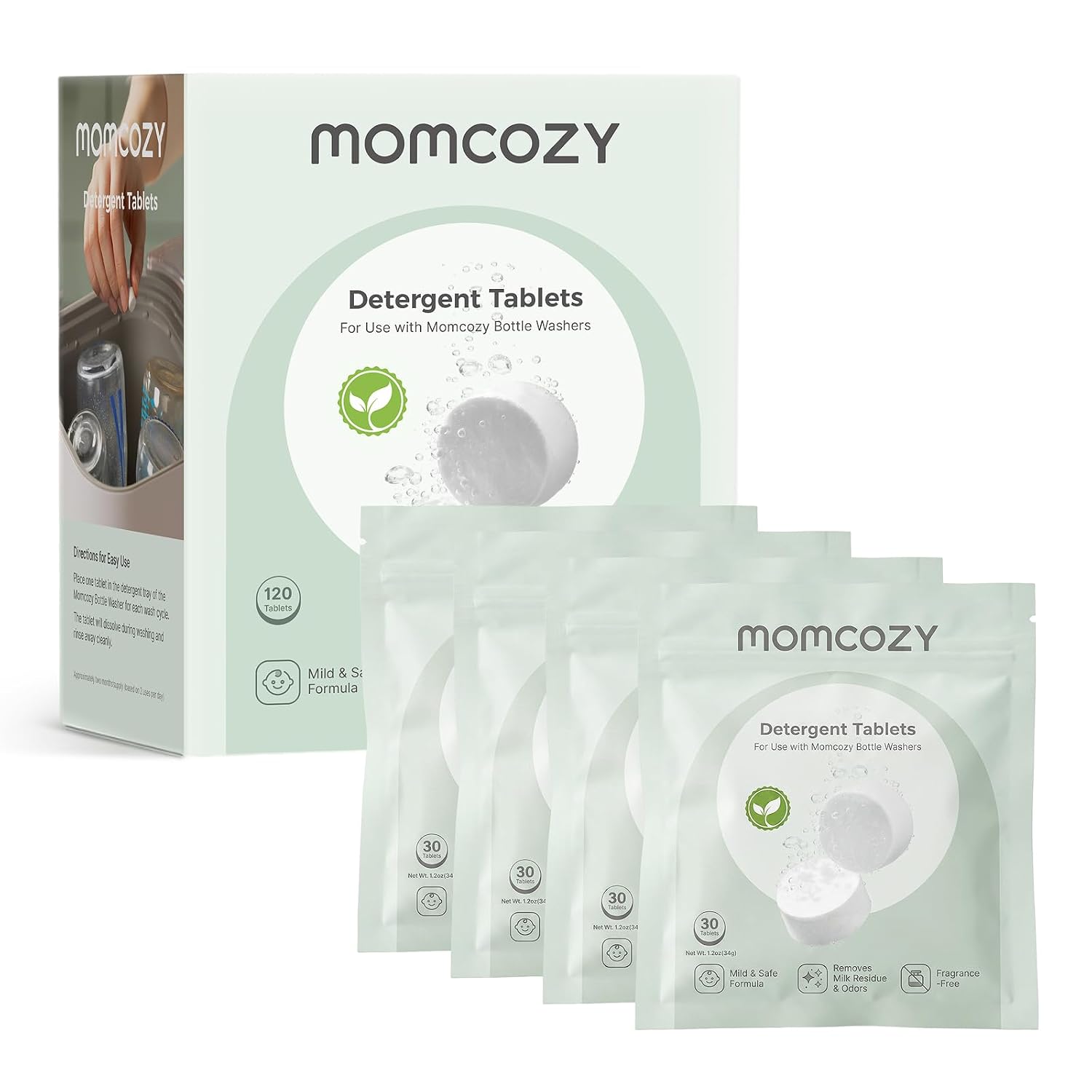 TABLETAS DE LIMPIEZA MOMCOZY PARA ESTERILIZADORES DE BIBERONES, 120 UNIDADES - 1