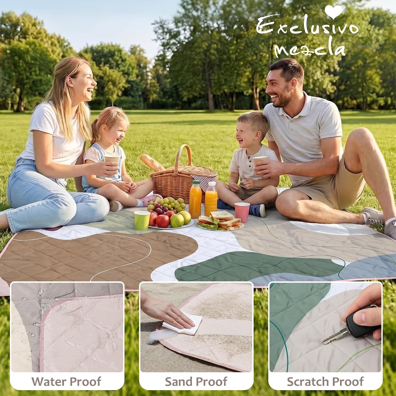 MANTA TÉRMICA EXCLUSIVO MEZCLA EXTRA LARGE IMPERMEABLE PLEGABLE PARA PICNIC - 2