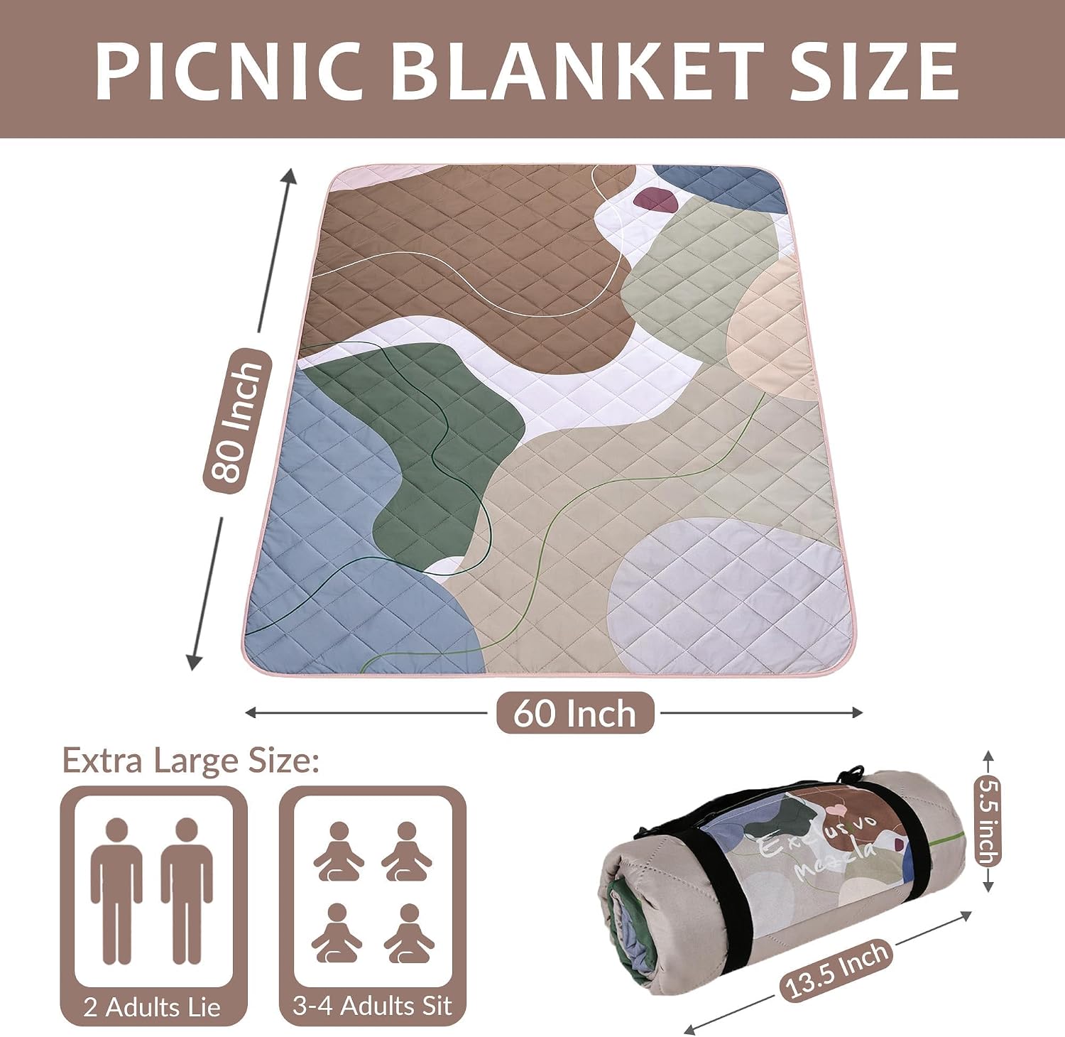 MANTA TÉRMICA EXCLUSIVO MEZCLA EXTRA LARGE IMPERMEABLE PLEGABLE PARA PICNIC - 3