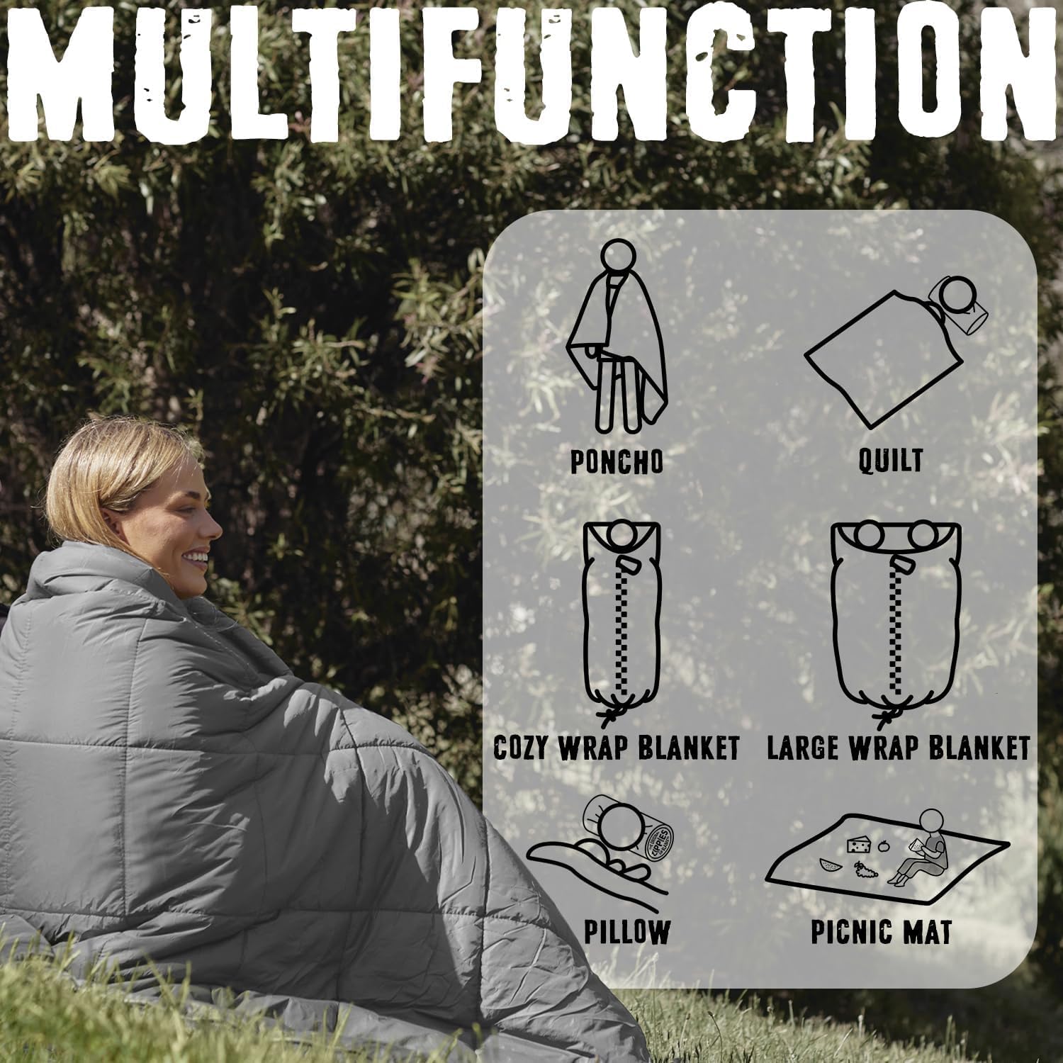 MANTA TÉRMICA ZIPPIES 3M THINSULATE 79 X 61 PULGADAS MULTIUSOS PARA CAMPING - 5