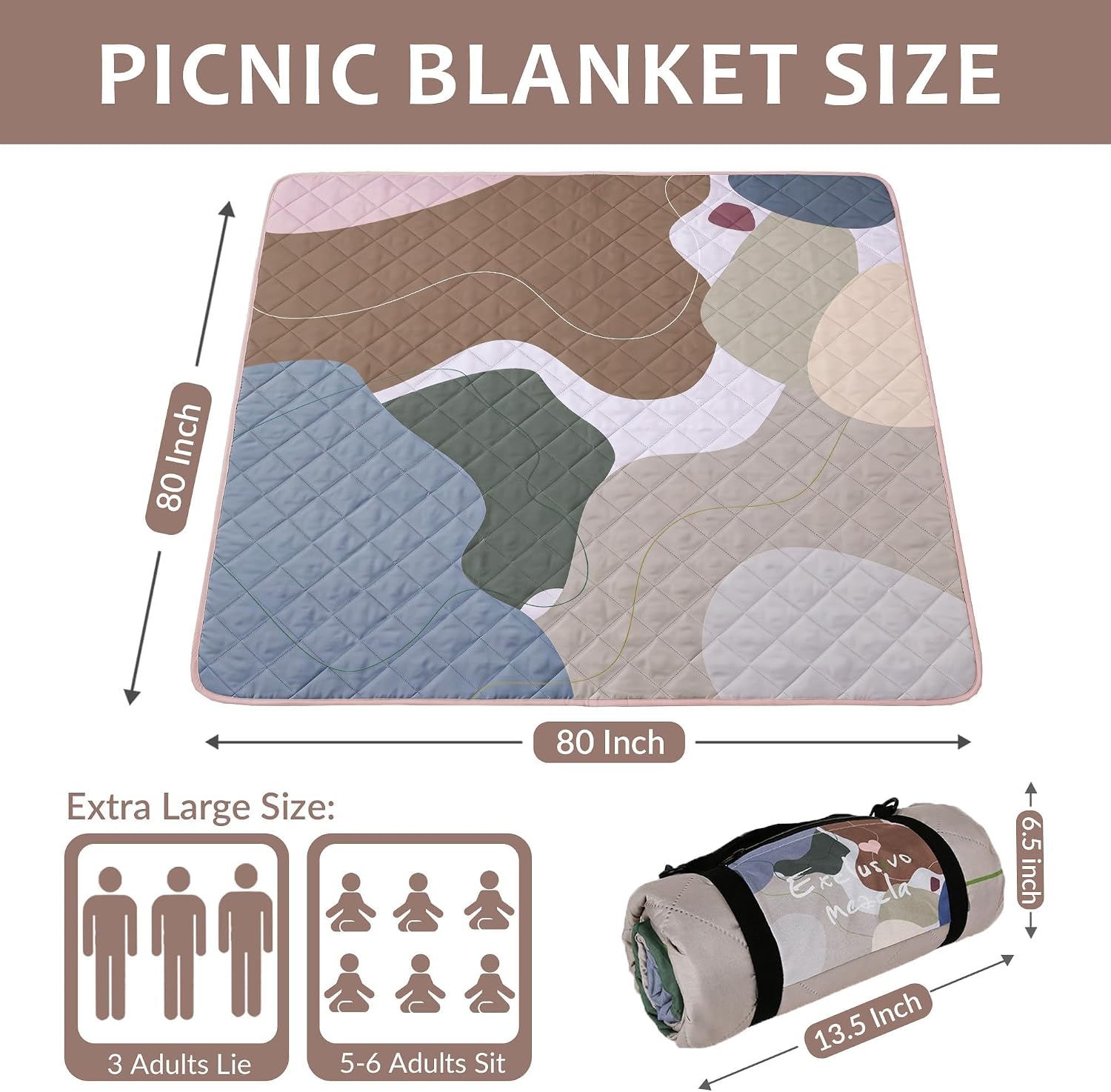 MANTA TÉRMICA EXCLUSIVO MEZCLA EXTRA LARGE IMPERMEABLE PARA PICNIC - 3
