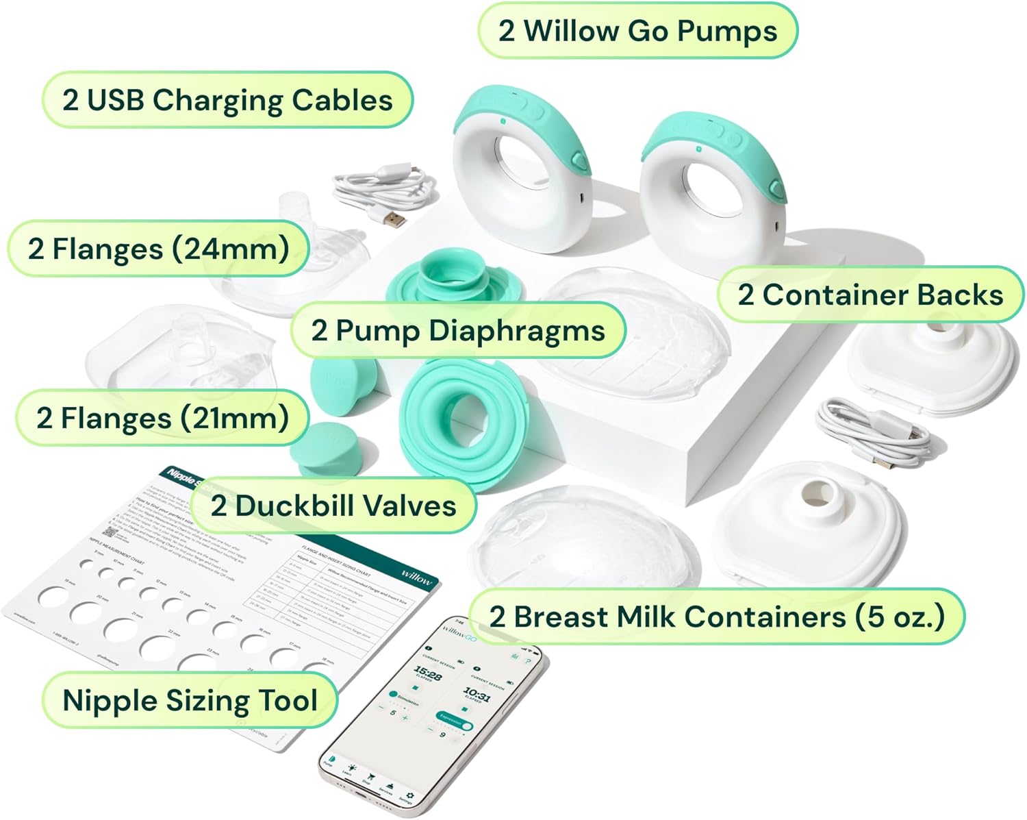 EXTRACTOR DE LECHE WILLOW GO PORTÁTIL MANOS LIBRES CON SUCCIÓN DE GRADO HOSPITALARIO - 5