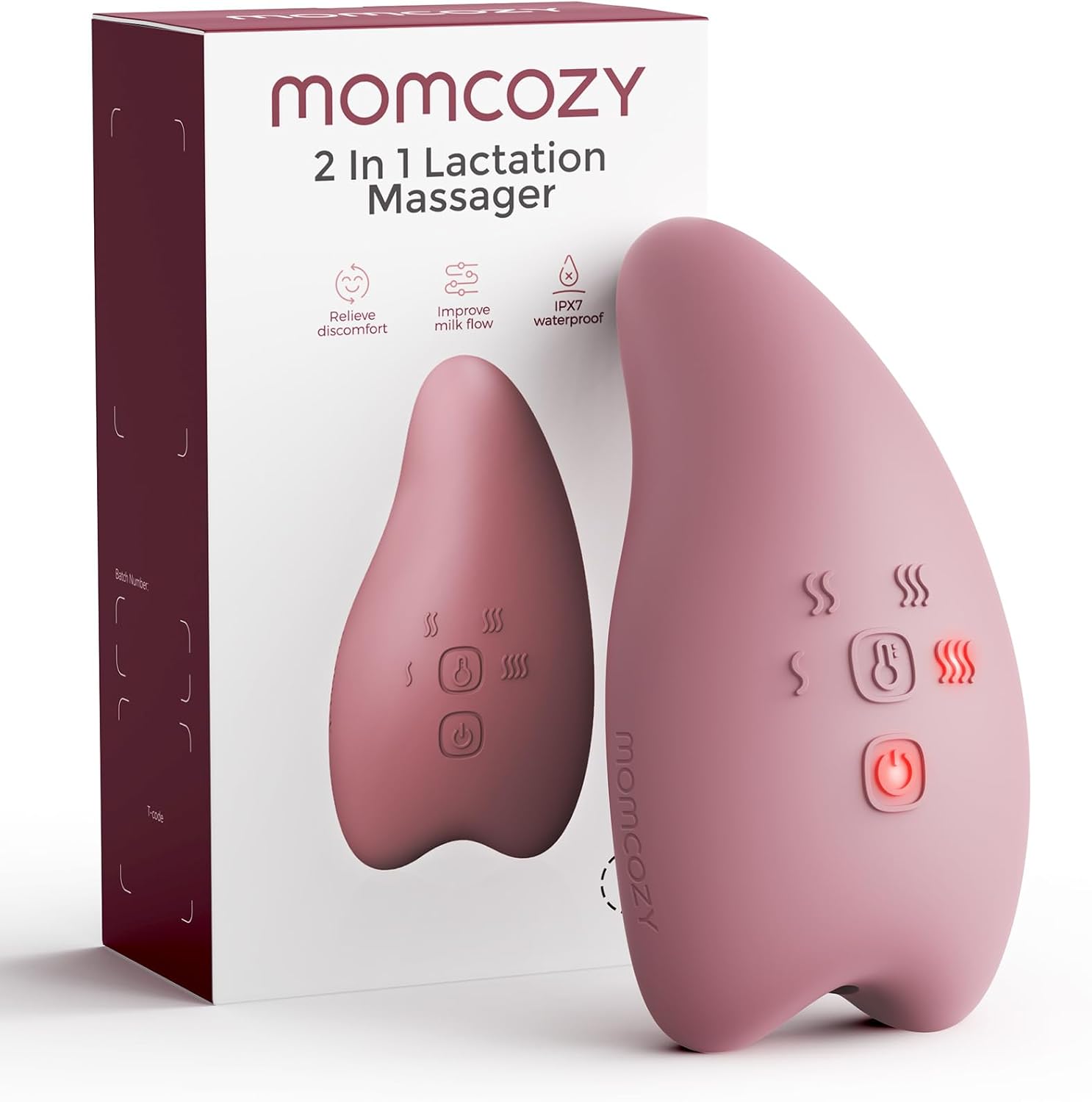 MASAJEADOR DE LACTANCIA MOMCOZY A1PRO CON CALOR Y VIBRACIÓN ROJO - 1
