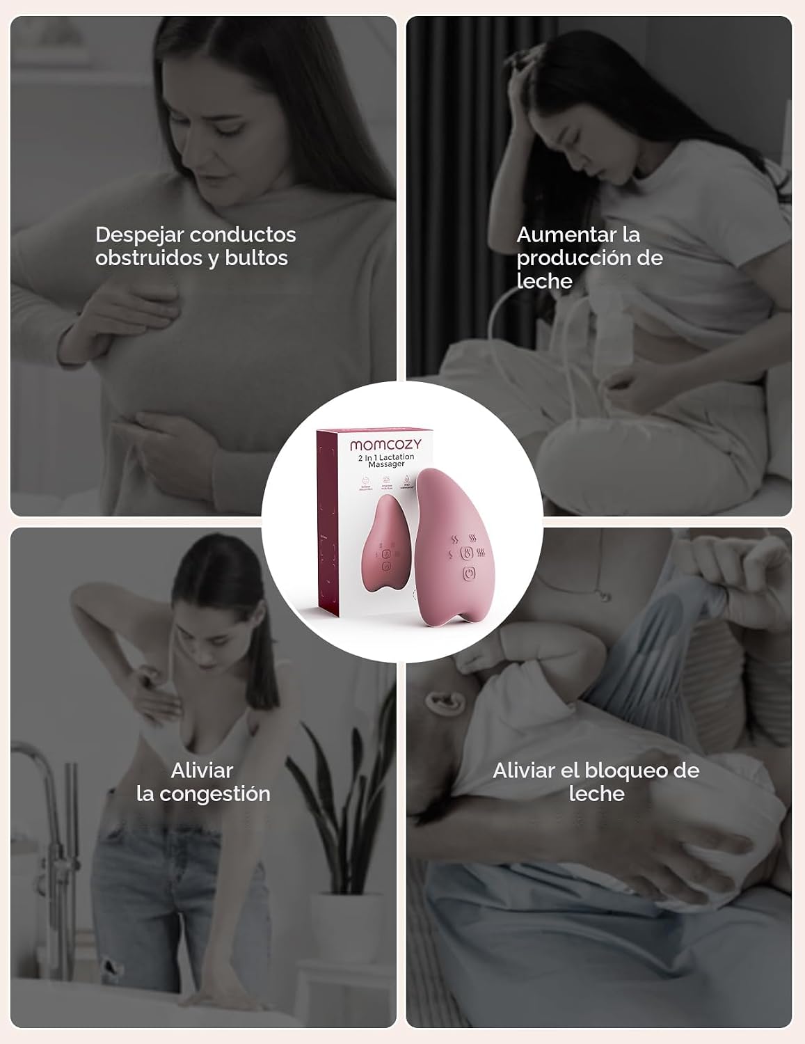 MASAJEADOR DE LACTANCIA MOMCOZY A1PRO CON CALOR Y VIBRACIÓN ROJO - 2