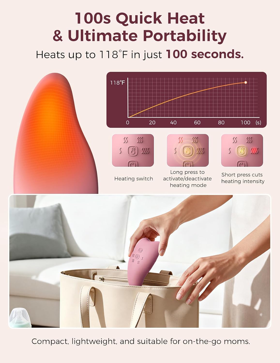 MASAJEADOR DE LACTANCIA MOMCOZY A1PRO CON CALOR Y VIBRACIÓN ROJO - 3