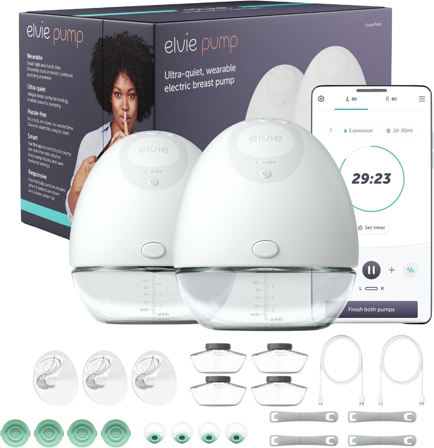 EXTRACTOR DE LECHE ELVIE DOUBLE WEARABLE CON APP - 1