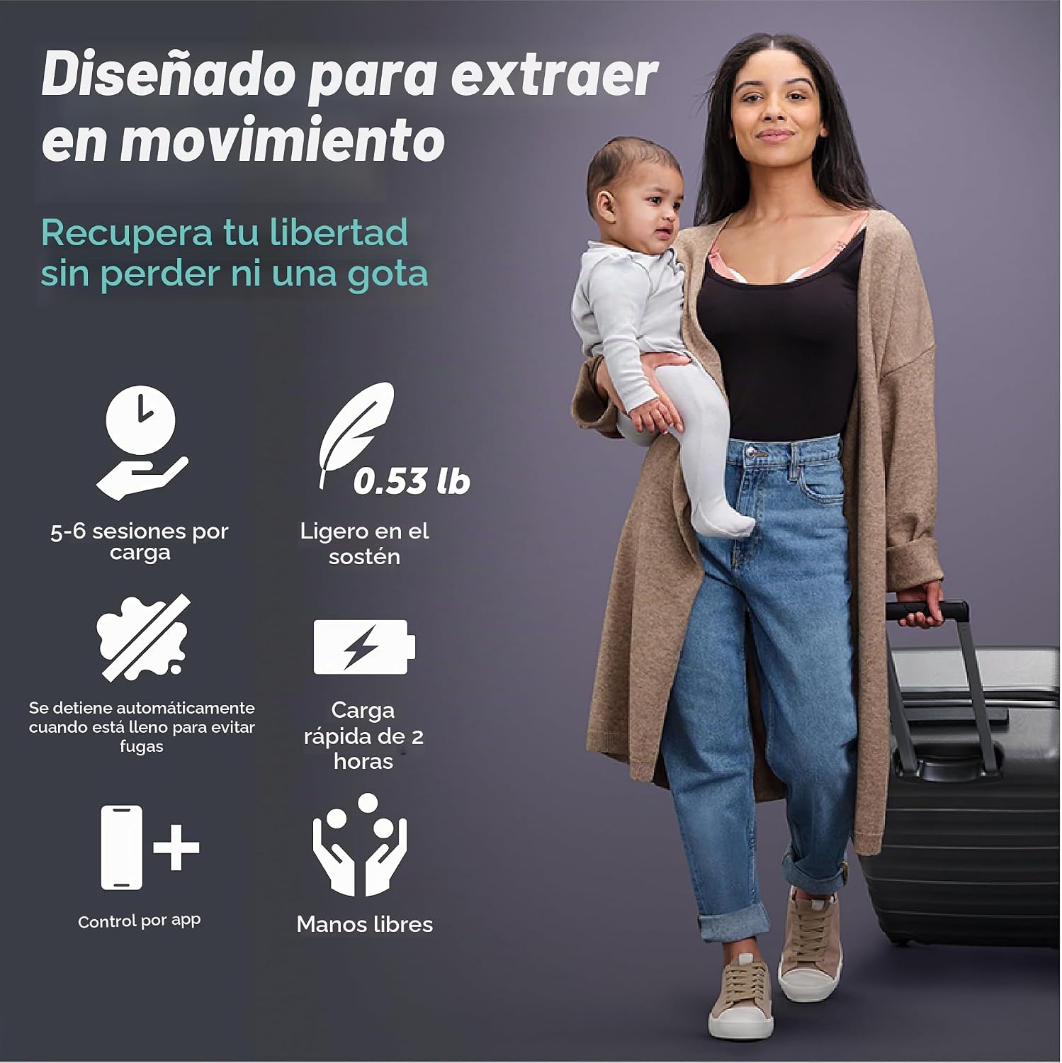 EXTRACTOR DE LECHE ELVIE DOUBLE WEARABLE CON APP - 2