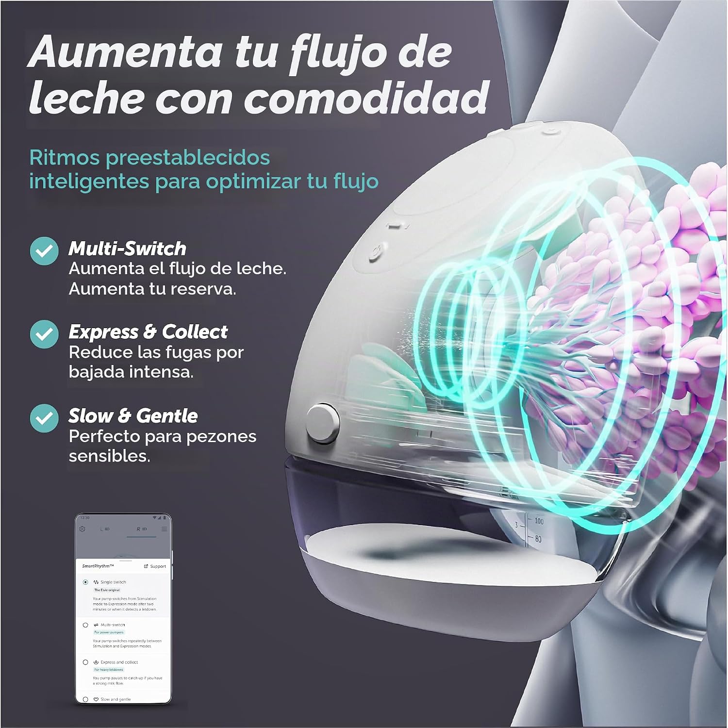 EXTRACTOR DE LECHE ELVIE DOUBLE WEARABLE CON APP - 4
