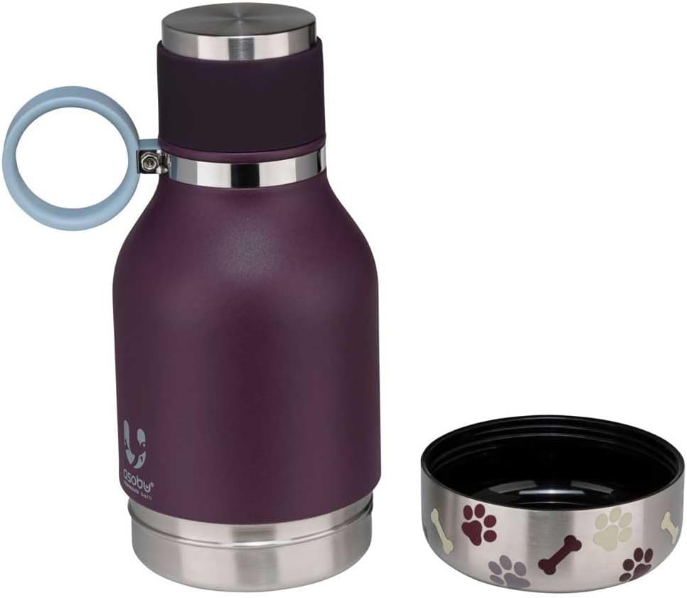 BOTELLA DE AGUA ASOBU BUDDY BOTTLE ACERO INOXIDABLE AISLANTE CON TAZÓN DESMONTABLE PARA PERRO BURDEO 37 OZ - 1