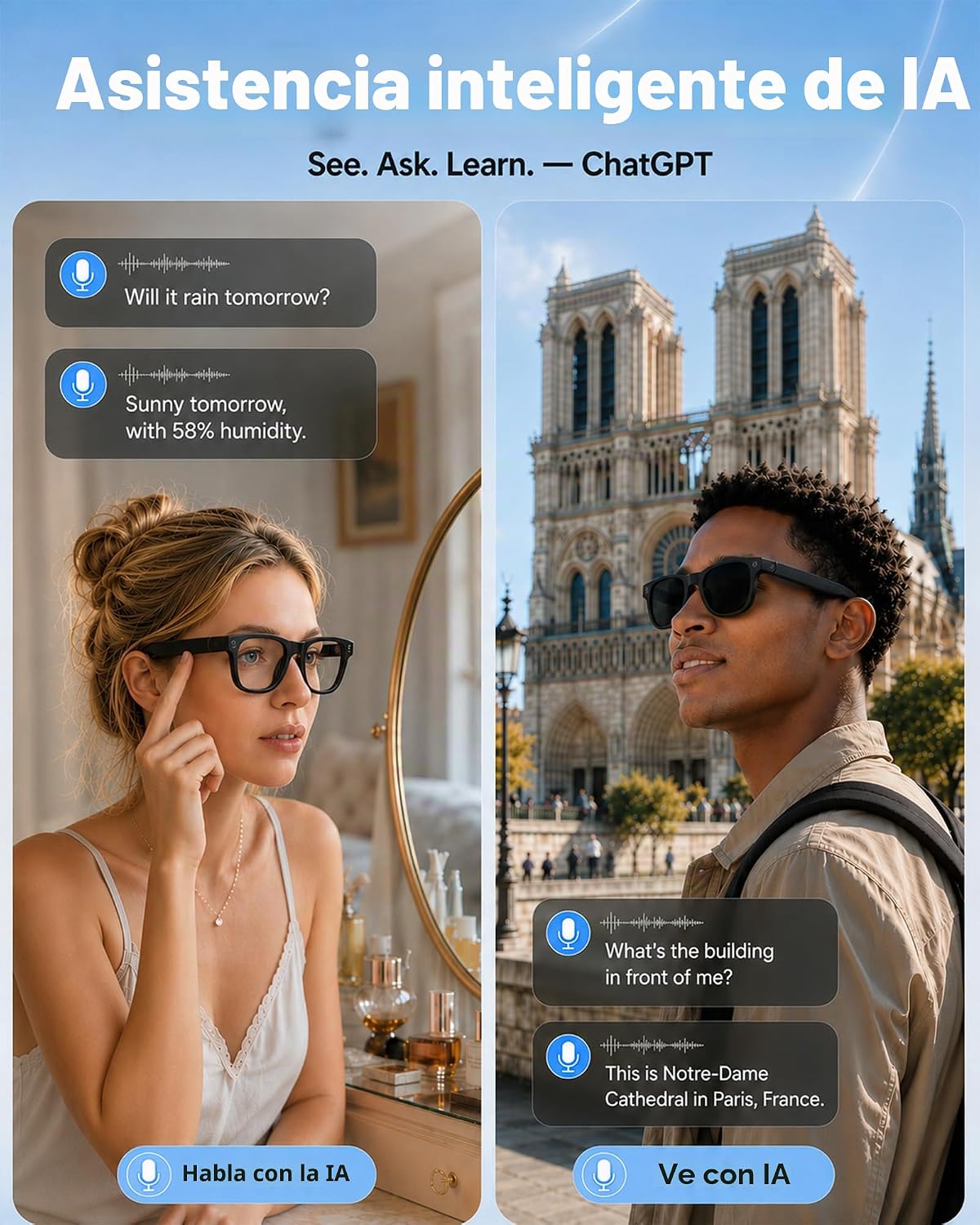 GAFAS INTELIGENTES COUCUR AI CON CÁMARA Y BLUETOOTH - 4