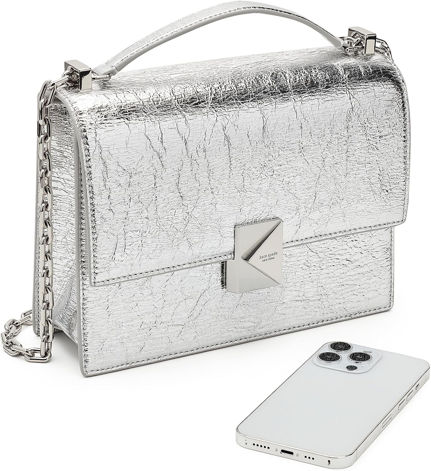 BOLSO CRUZADO MUJER KATE SPADE NEW YORK DECO CUERO PLATA METÁLICO ARRUGADO - 3