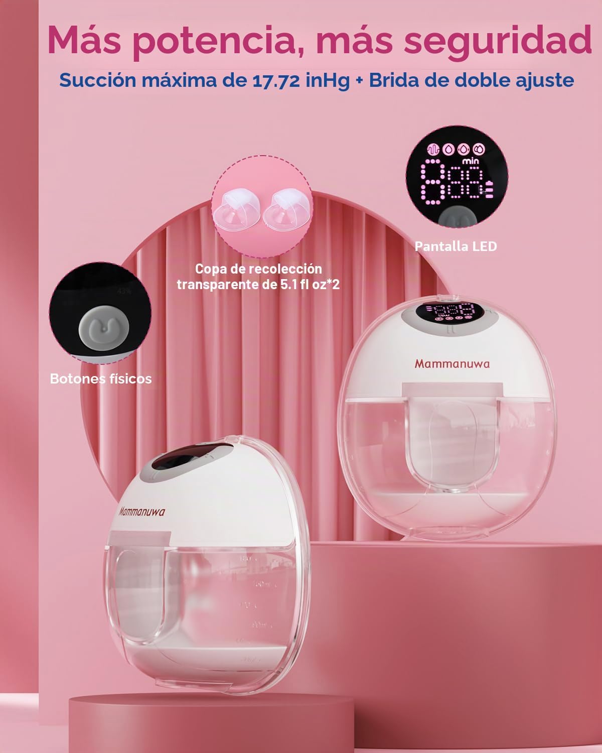 EXTRACTOR DE LECHE ELÉCTRICO MAMMANUWA S32 PORTÁTIL MANOS LIBRES - 2