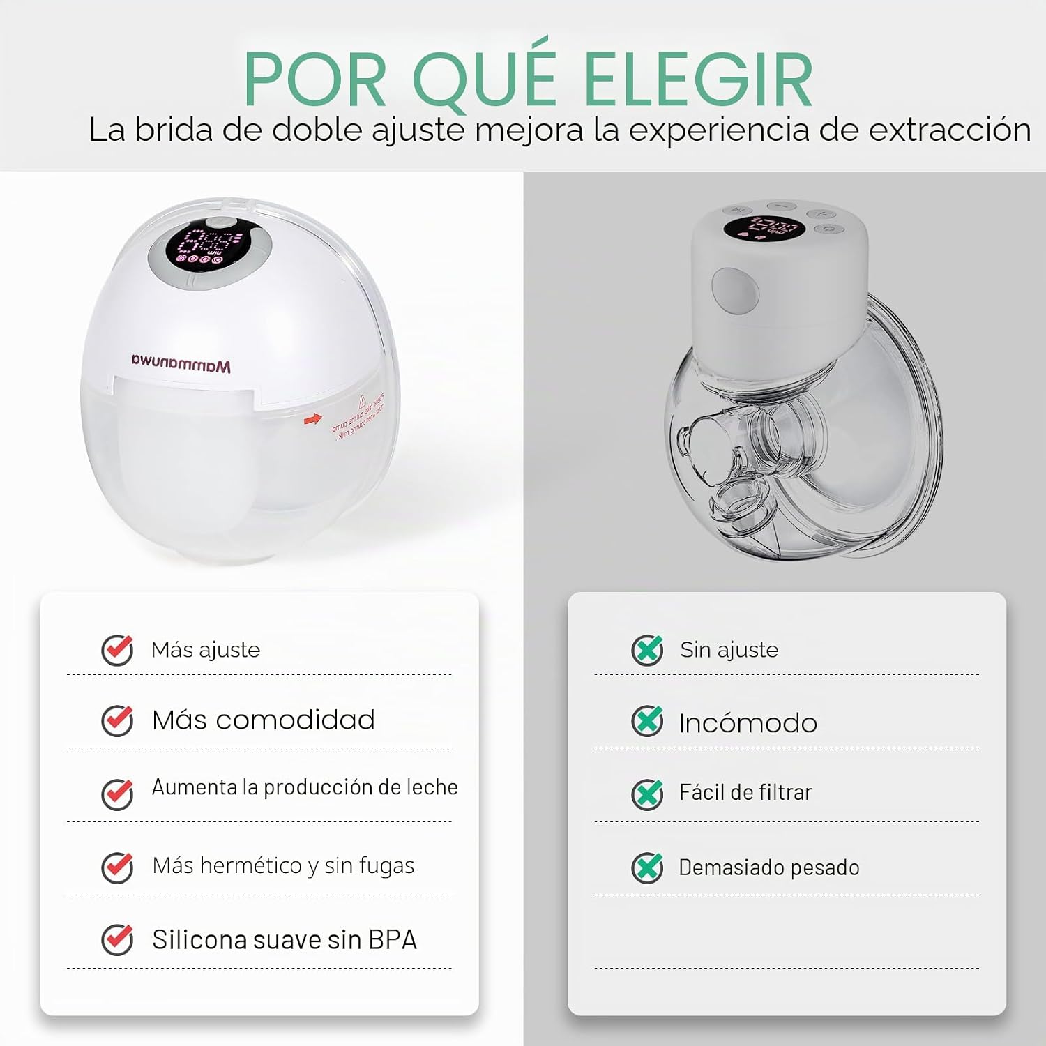 EXTRACTOR DE LECHE ELÉCTRICO MAMMANUWA S32 PORTÁTIL MANOS LIBRES - 5