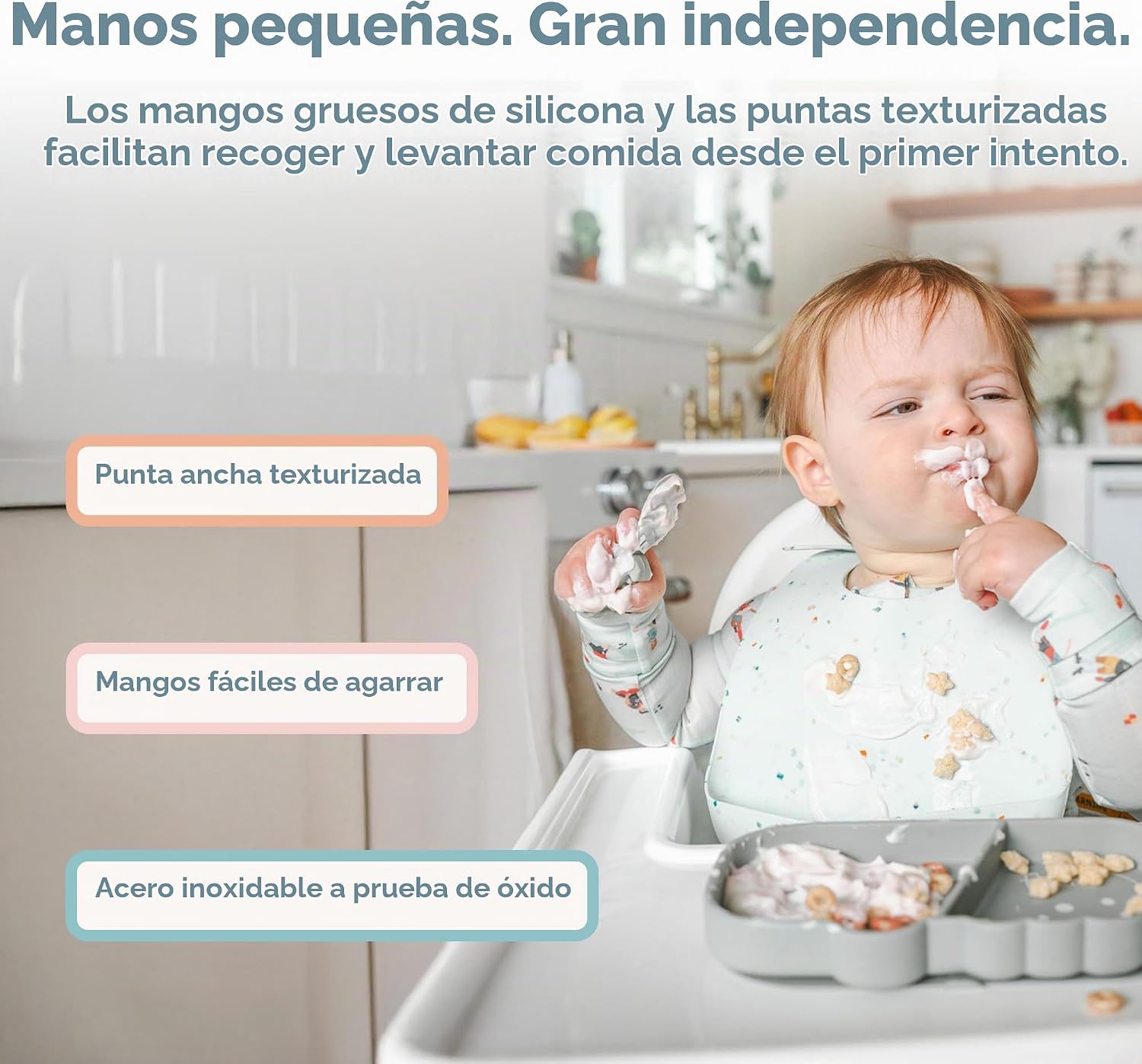 JUEGO DE ALIMENTACIÓN LOULOU LOLLIPOP CON PLATO DE SUCCIÓN, TENEDOR Y CUCHARA ELEFANTE - 3