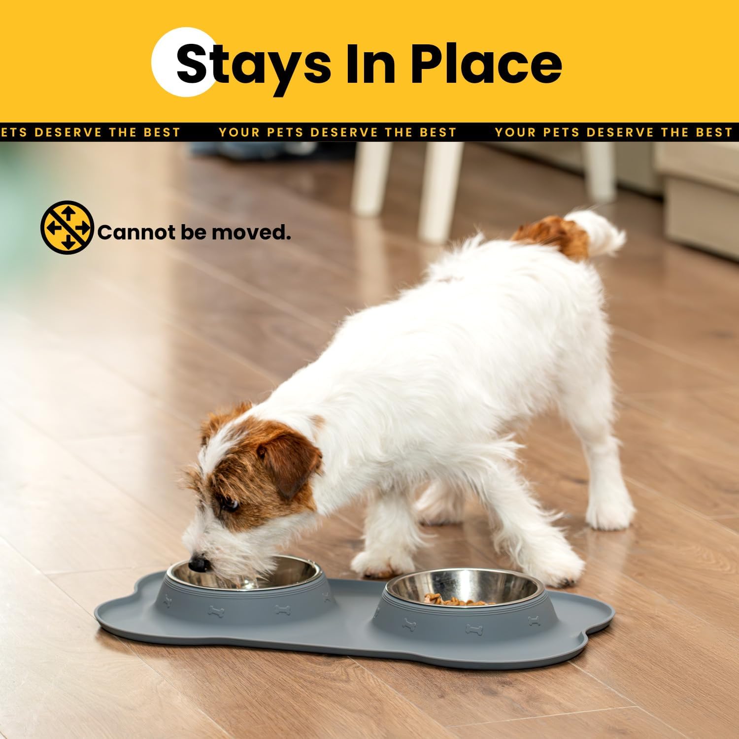 COMEDERO PARA PERROS CONLUN CON TAPETE DE SILICONA ANTIDERRAME TAMAÑO S GRIS - 4
