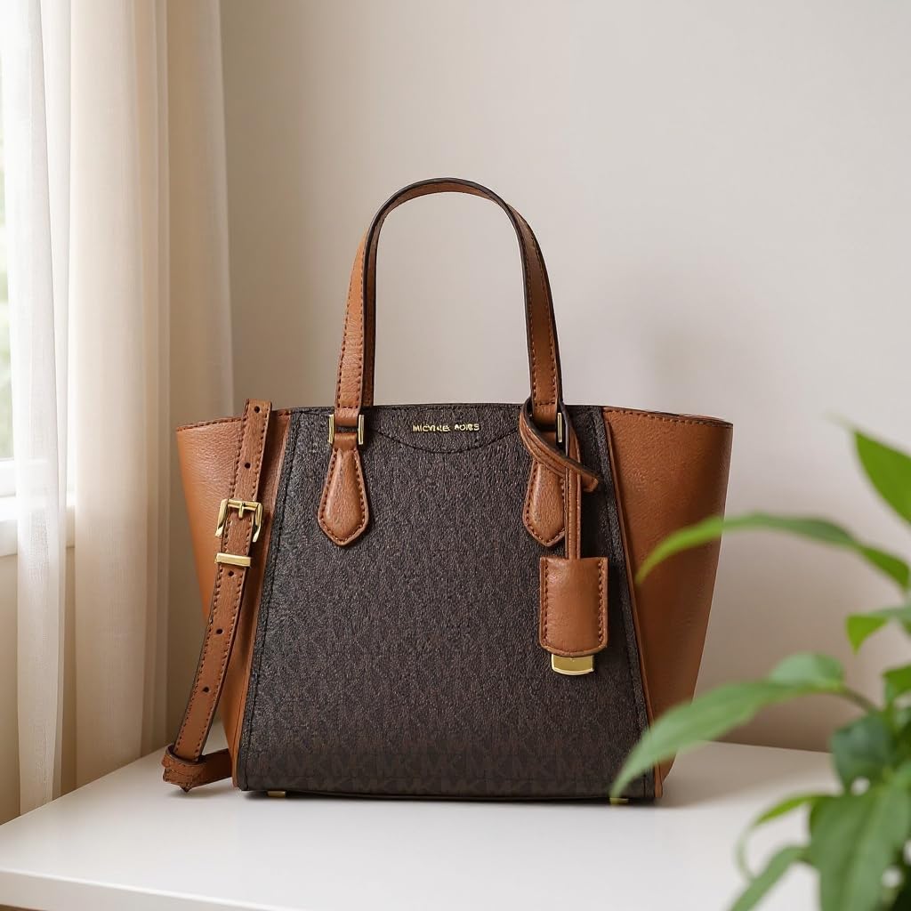 BOLSO CRUZADO PEQUEÑO MICHAEL KORS TARYN CONVERTIBLE MARRÓN CON HERRAJES DORADOS - 3