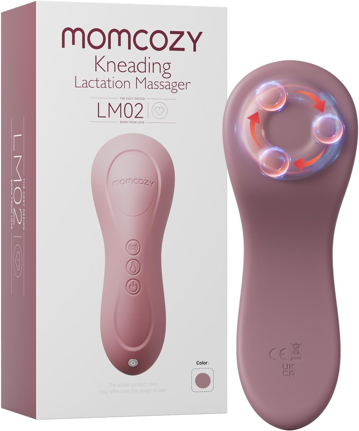 MASAJEADOR DE LACTANCIA MOMCOZY CON CALOR Y RODILLOS, ROJO - 1