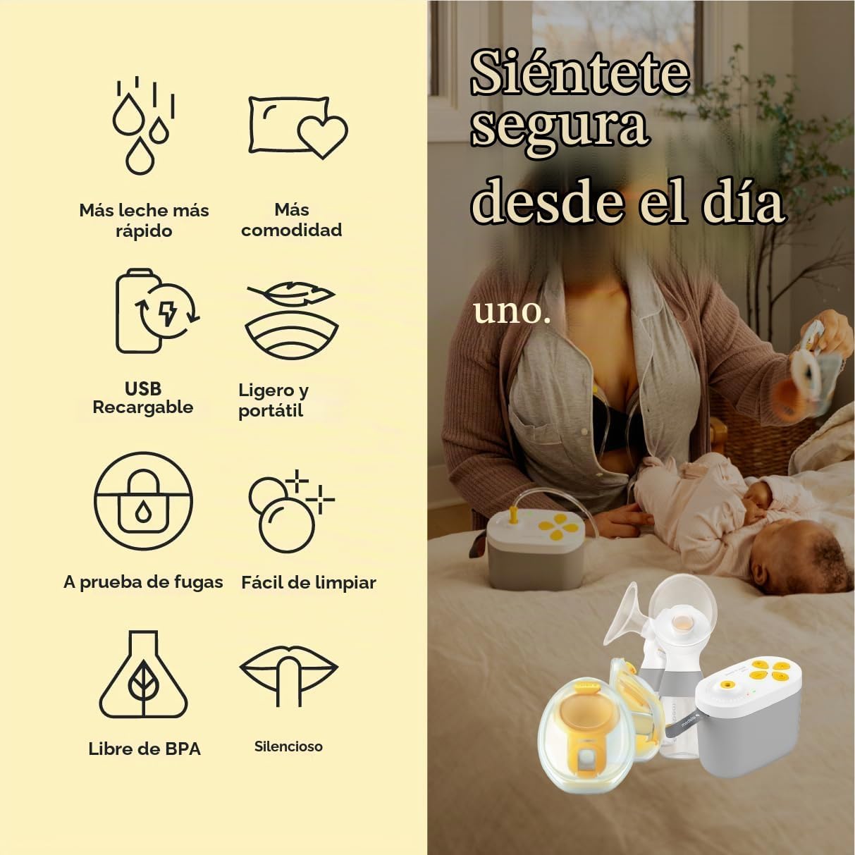 EXTRACTOR DE LECHE MEDELA PUMP IN STYLE PRO+ ELÉCTRICO RECARGABLE CON SET MANOS LIBRES - 3