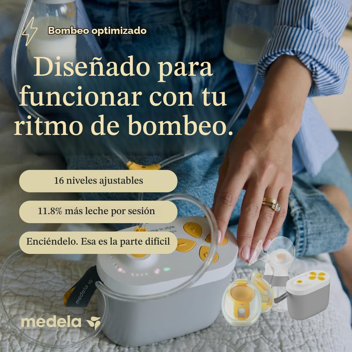 EXTRACTOR DE LECHE MEDELA PUMP IN STYLE PRO+ ELÉCTRICO RECARGABLE CON SET MANOS LIBRES - 4